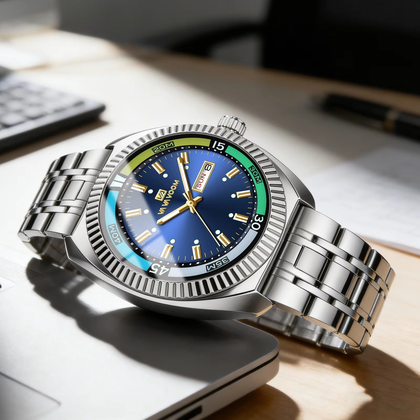 Farbenfrohe runde Edelstahl Armbanduhr "Resistente all'acqua no.5255“ - PITANI