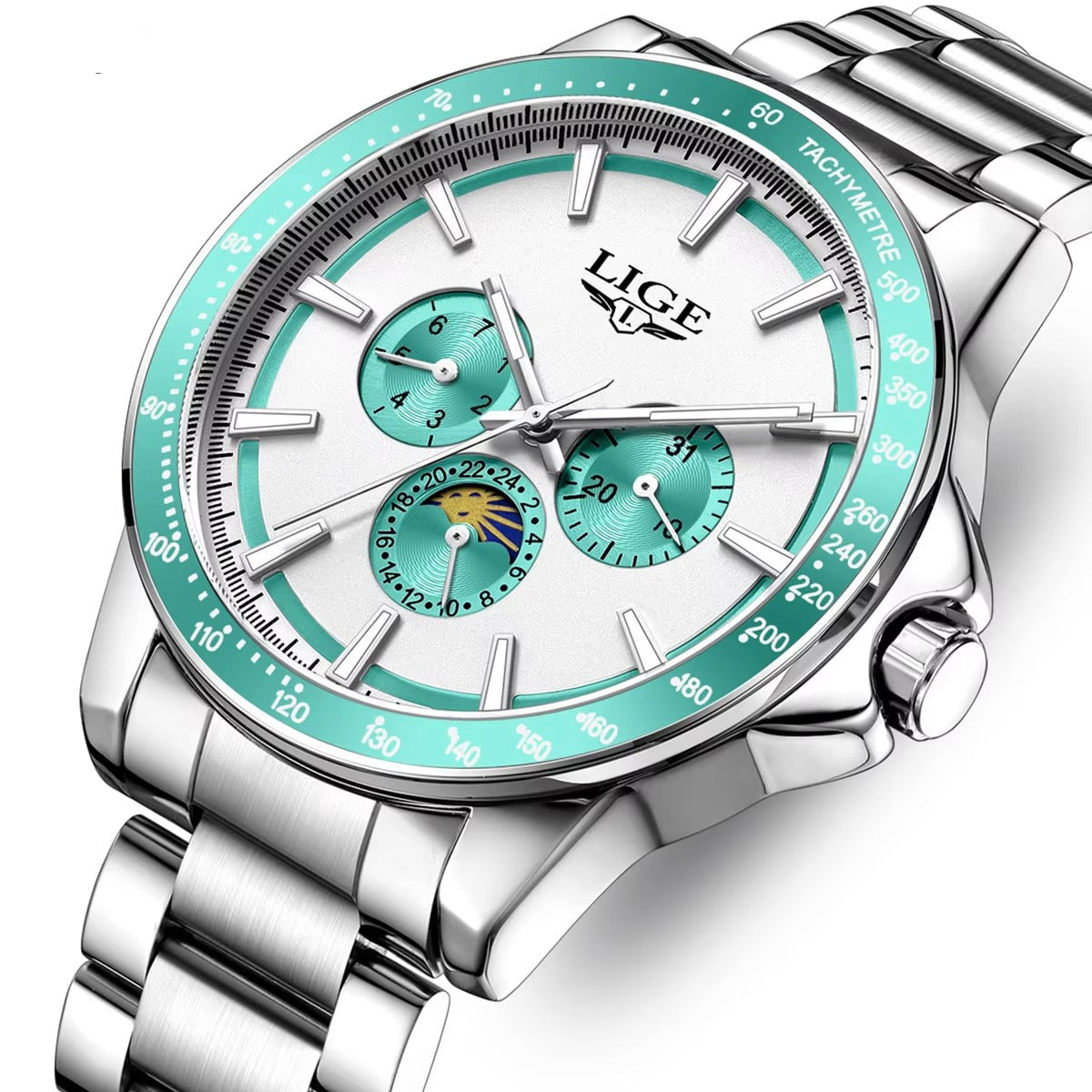 Zeitlos elegante Edelstahl Armbanduhr "Fase lunare no.5188" - PITANI