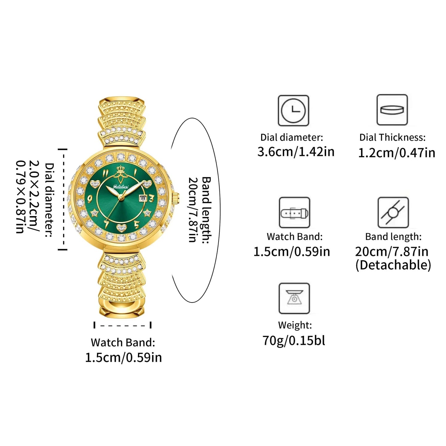 Funkelnde Edelstahl Glitzer Armbanduhr "Panno lucidante no.3206" - PITANI