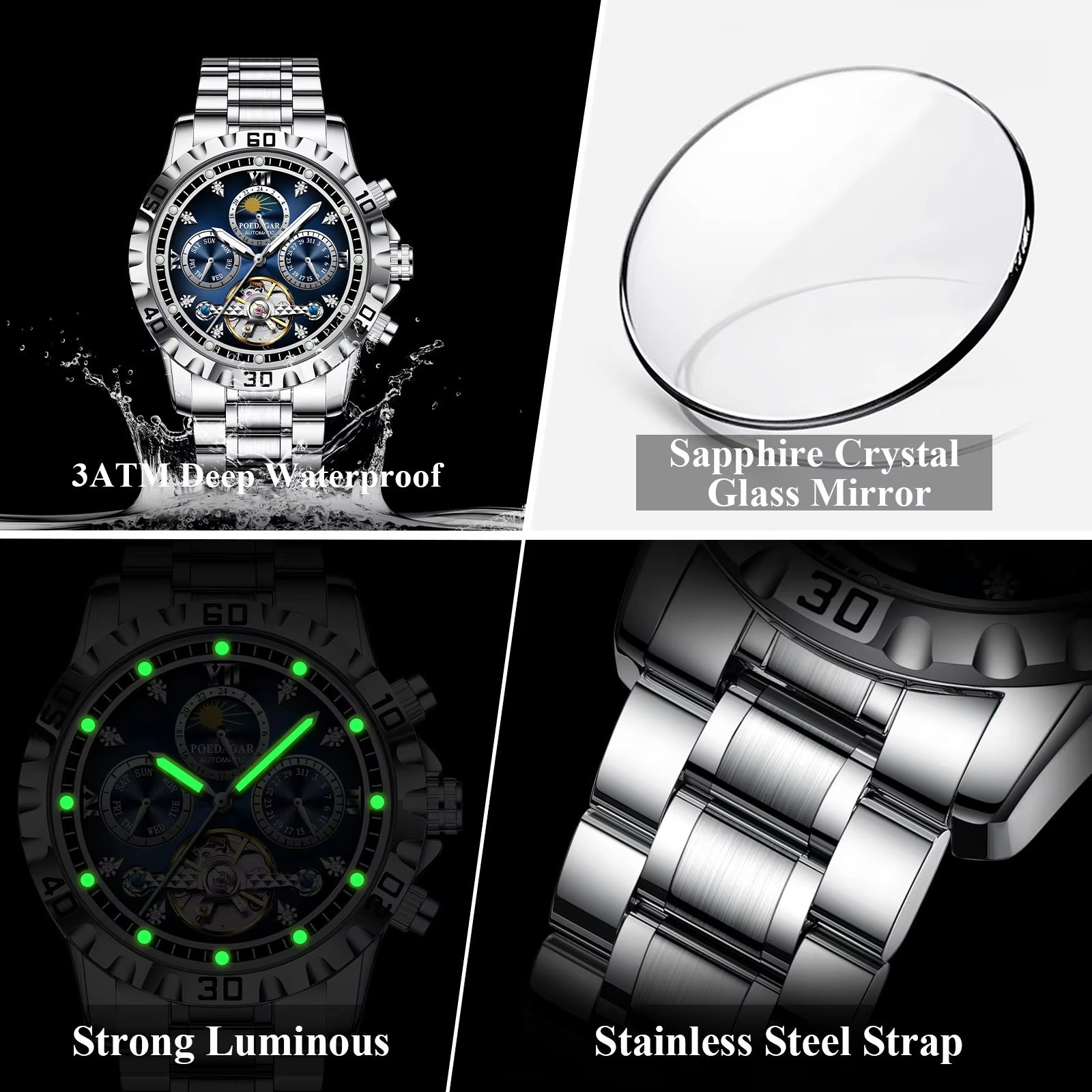 Edelstahl Automatik Armbanduhr "Data Settimana Meccanica no.5268“ - PITANI