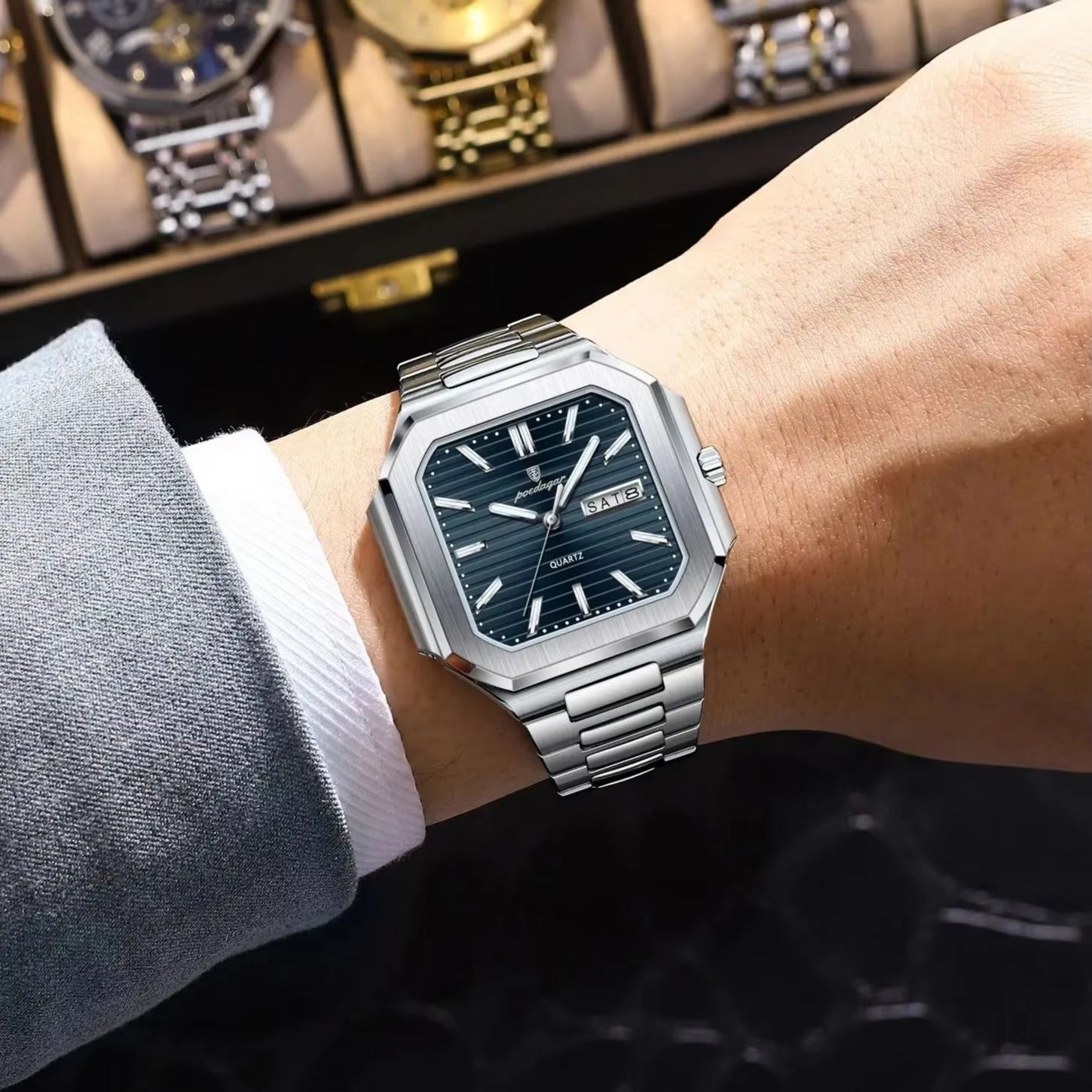 Quadratische Edelstahl Armbanduhr "Moda quadrata di lusso belle mare no.4176" - PITANI