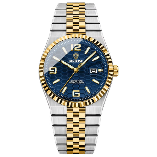 Elegant gestreifte Edelstahl Armbanduhr "Calendario al quarzo impermeabile no.4171" - PITANI