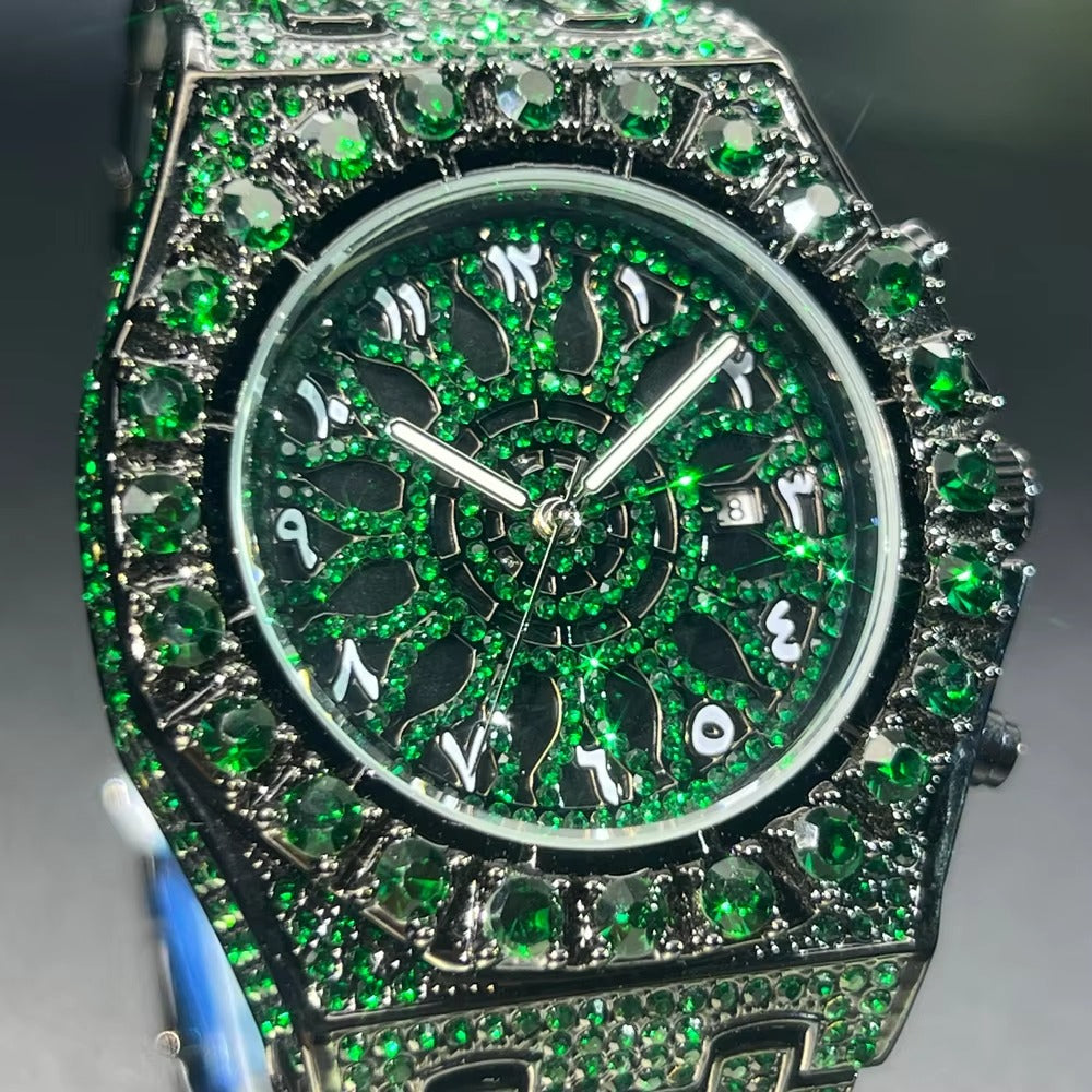 Edelstahl Glitzer Armbanduhr mit Arabischen Zahlen "Diamanti Moda no.5256“ - PITANI