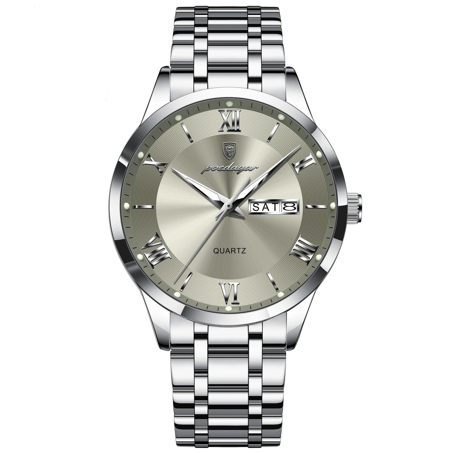 Elegante Edelstahl Armbanduhr mit römischen Zahlen "Impermeabile e luminoso no.5278“ - PITANI