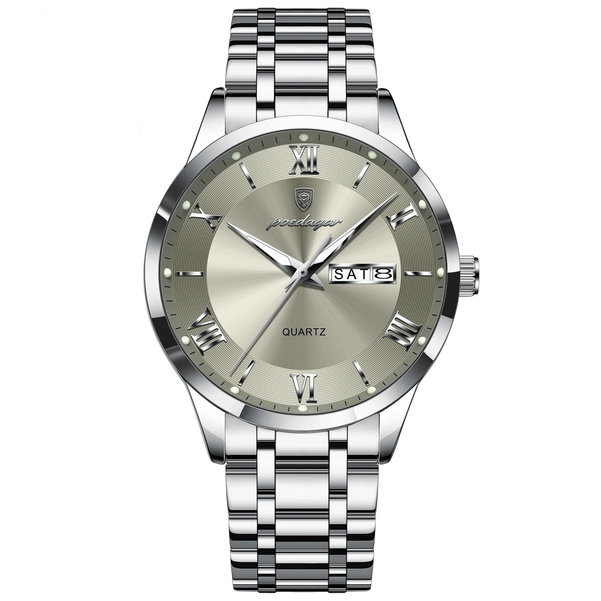 Elegante Edelstahl Armbanduhr mit römischen Zahlen "Impermeabile e luminoso no.5278“ - PITANI