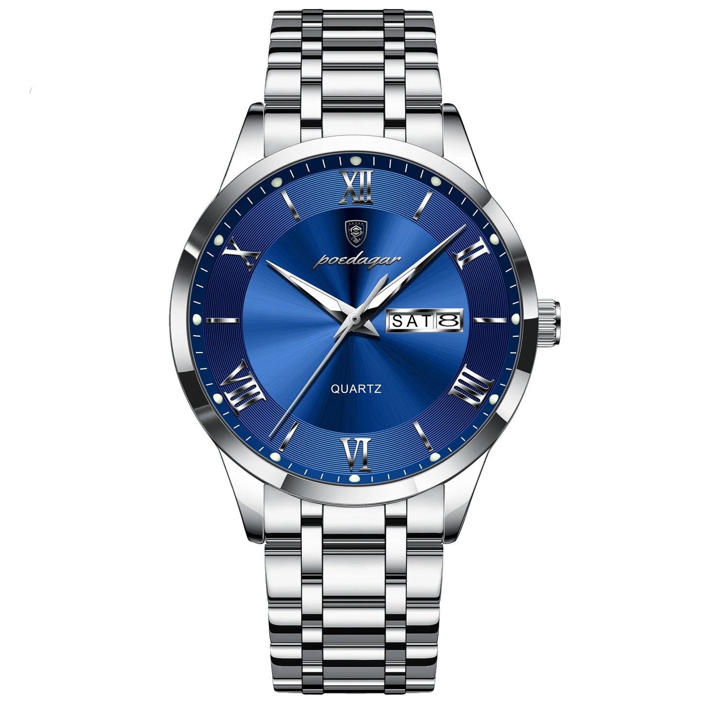 Elegante Edelstahl Armbanduhr mit römischen Zahlen "Impermeabile e luminoso no.5278“ - PITANI