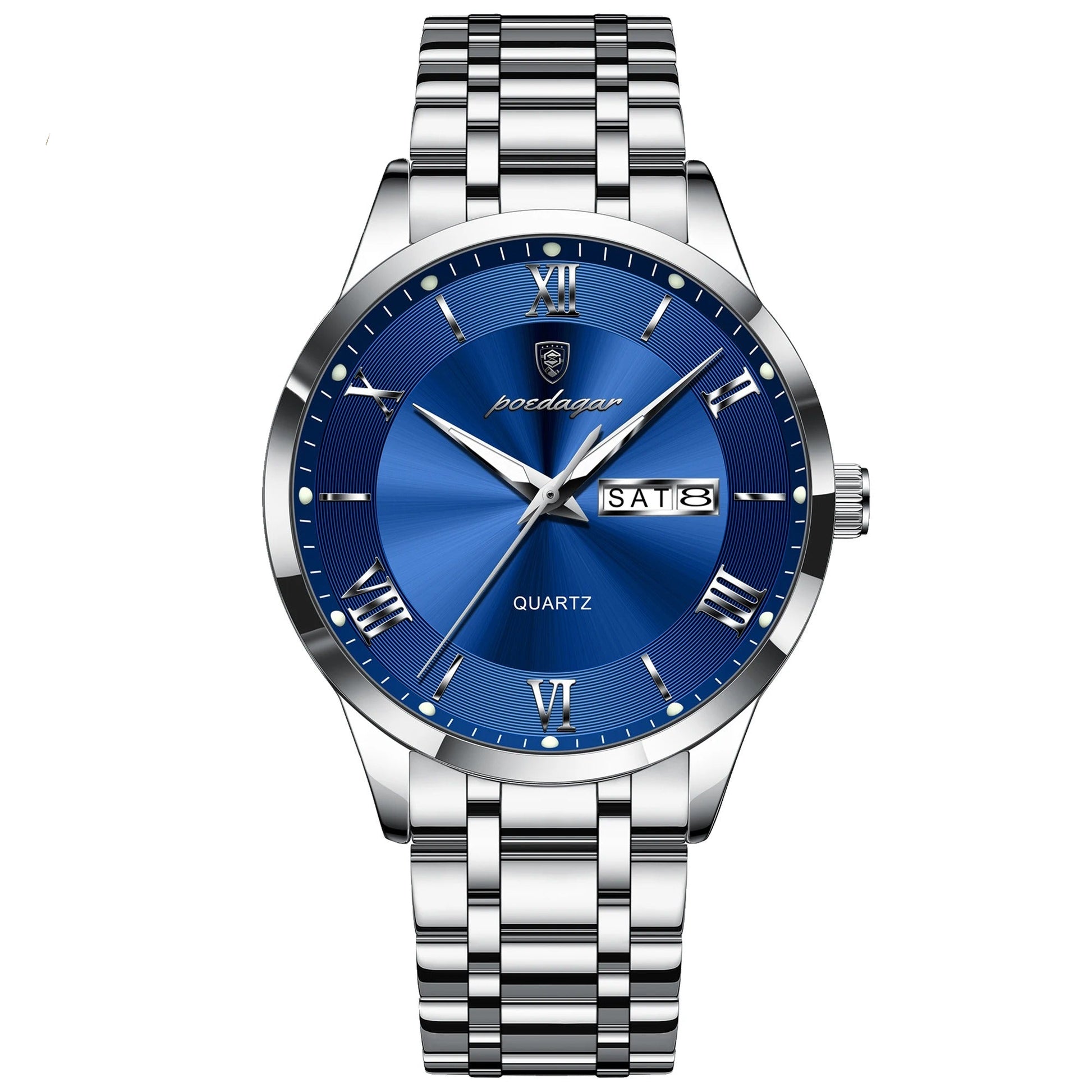 Elegante Edelstahl Armbanduhr mit römischen Zahlen "Impermeabile e luminoso no.5278“ - PITANI