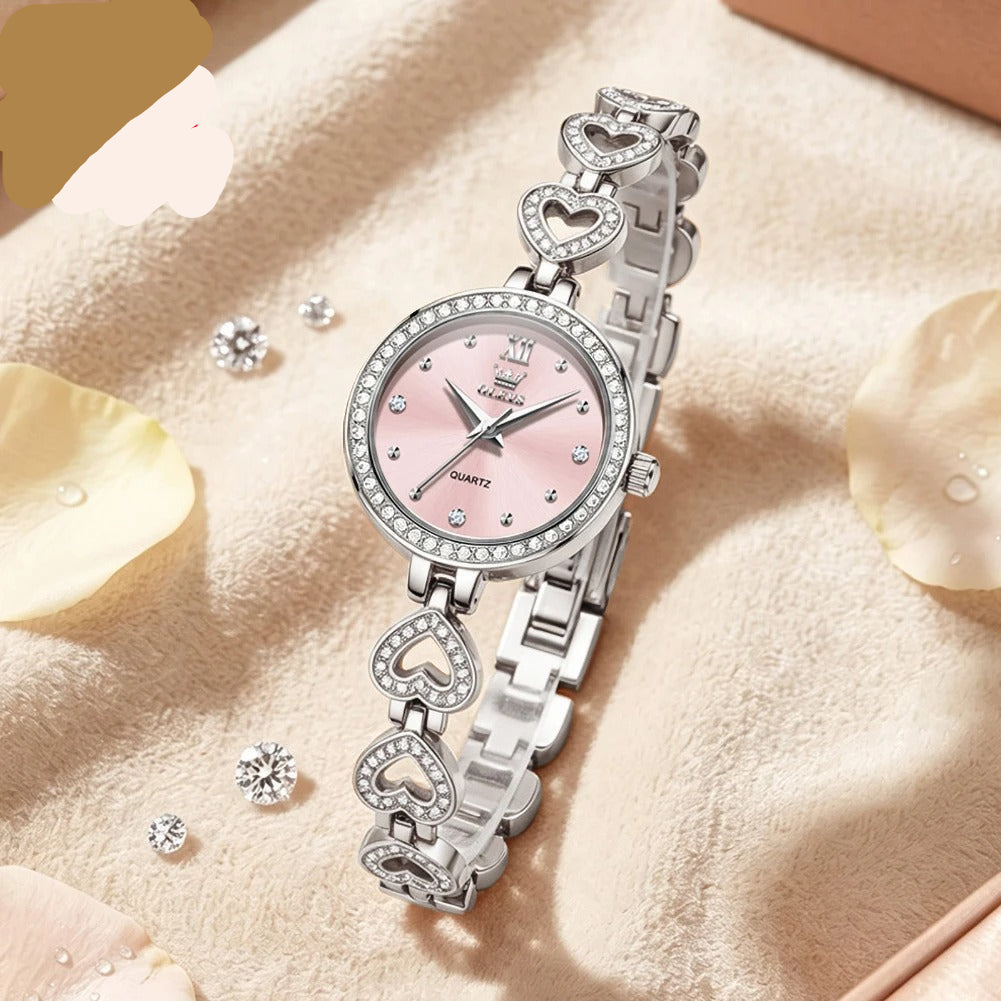 Elegante Damen Quarzarmbanduhr im Herz-Design mit Strassbesatz – Wasserdichte Armbanduhr no.3281 - PITANI