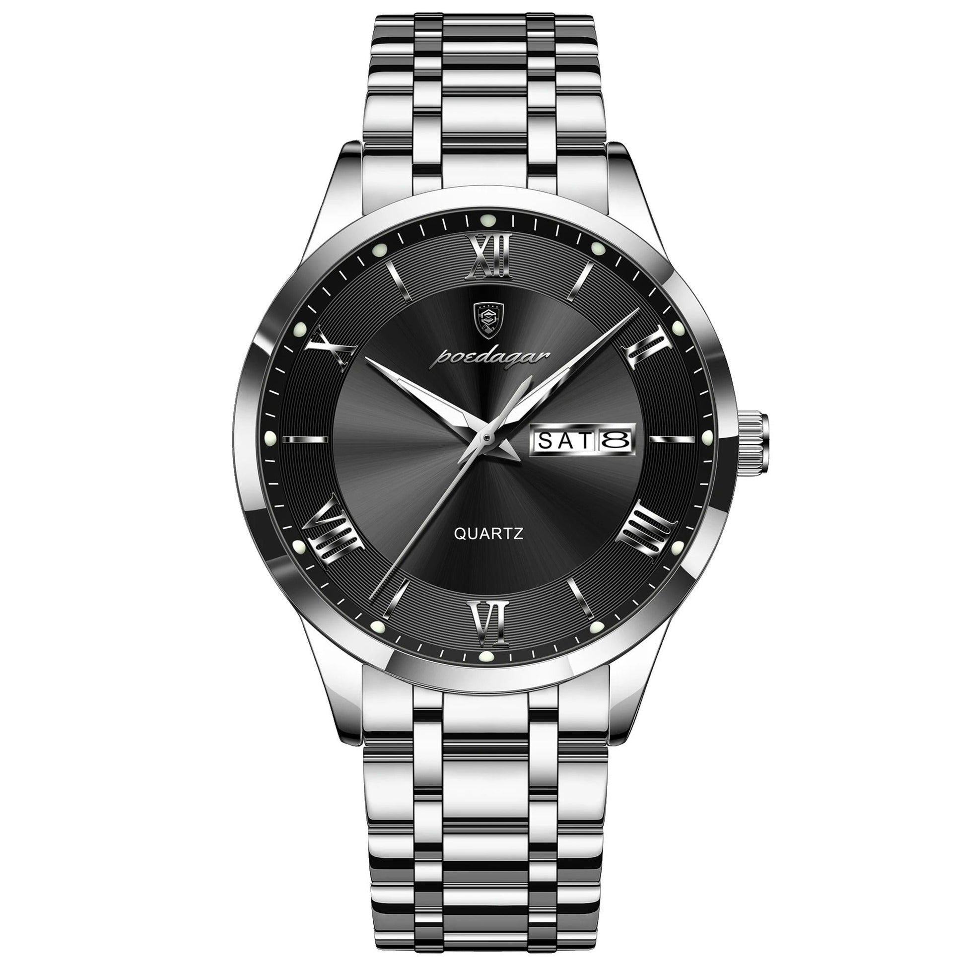 Elegante Edelstahl Armbanduhr mit römischen Zahlen "Impermeabile e luminoso no.5278“ - PITANI