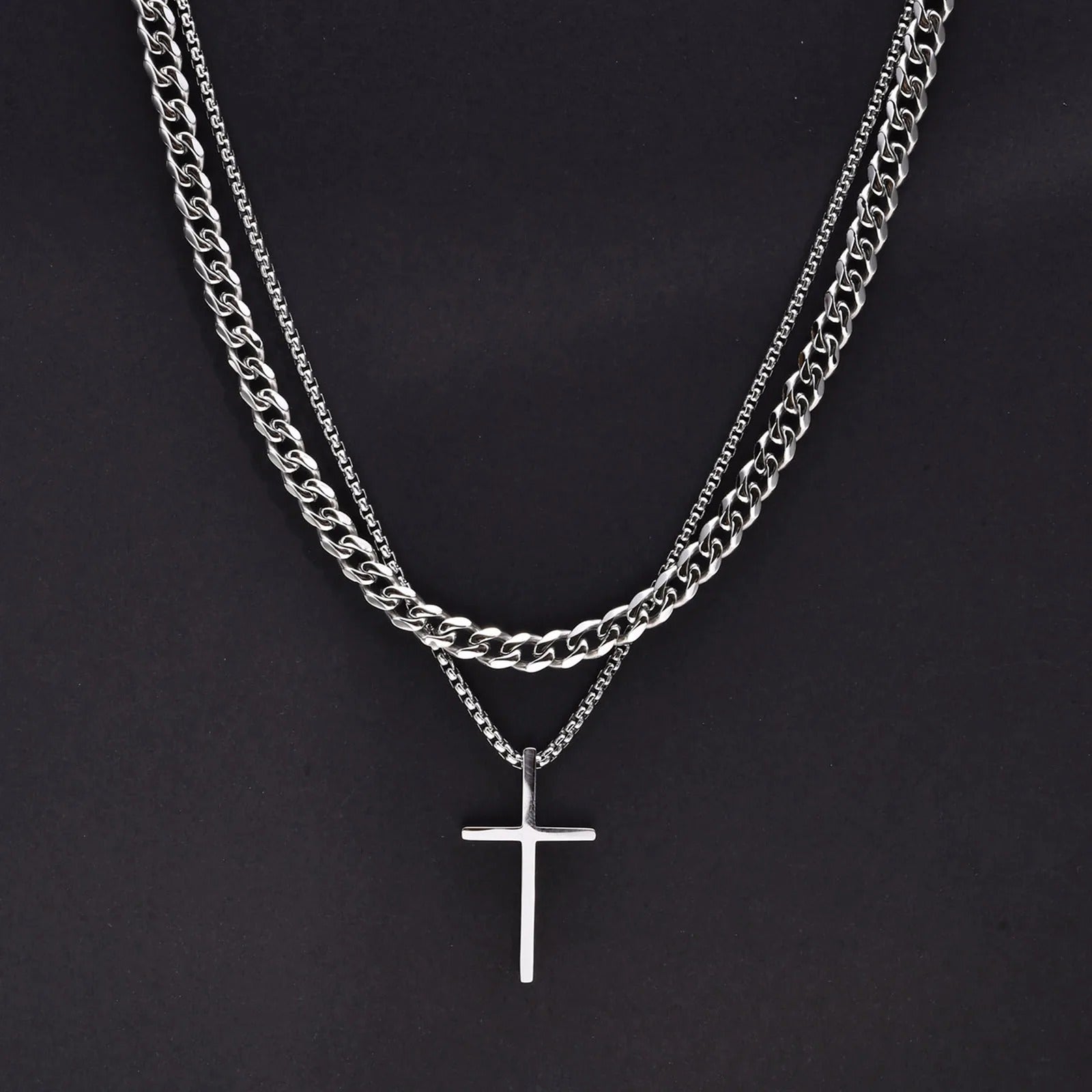 Edelstahl Kreuz Halskette "Ciondolo croce semplice no.4233" - PITANI