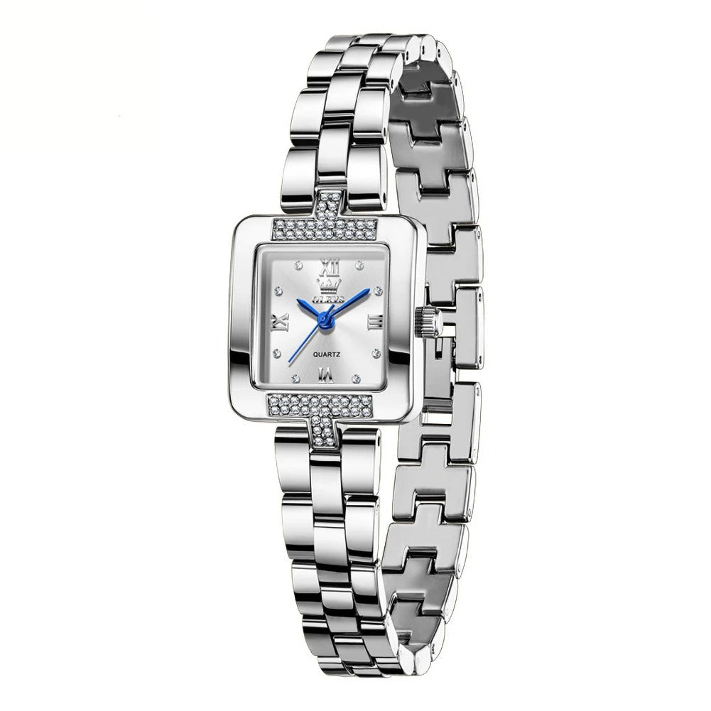 Elegante Eckige Damen Quarzarmbanduhr mit Strassbesatz – Wasserdichte Armbanduhr no.3276 - PITANI