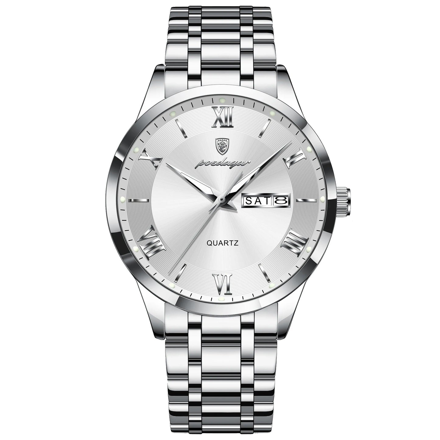 Elegante Edelstahl Armbanduhr mit römischen Zahlen "Impermeabile e luminoso no.5278“ - PITANI