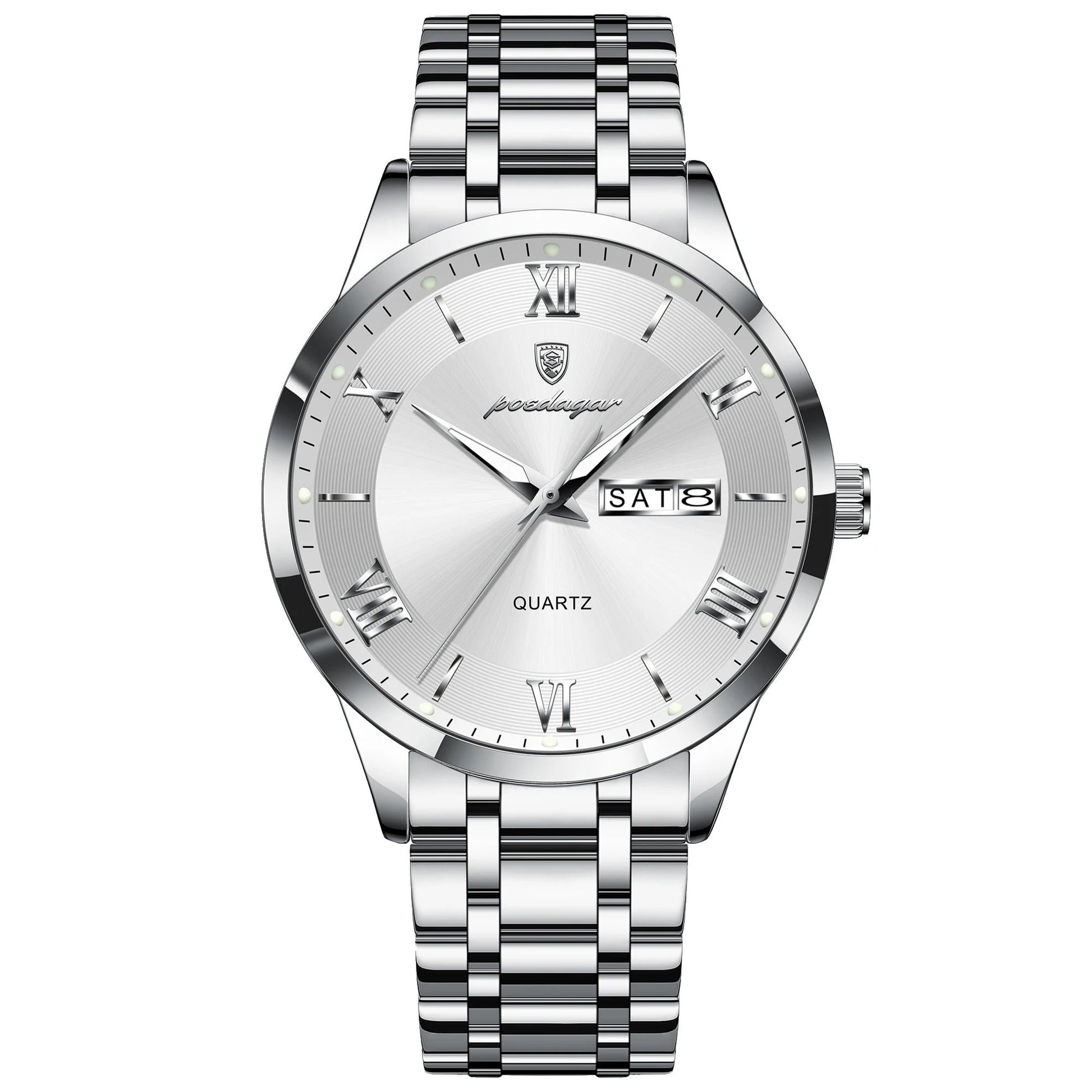 Elegante Edelstahl Armbanduhr mit römischen Zahlen "Impermeabile e luminoso no.5278“ - PITANI
