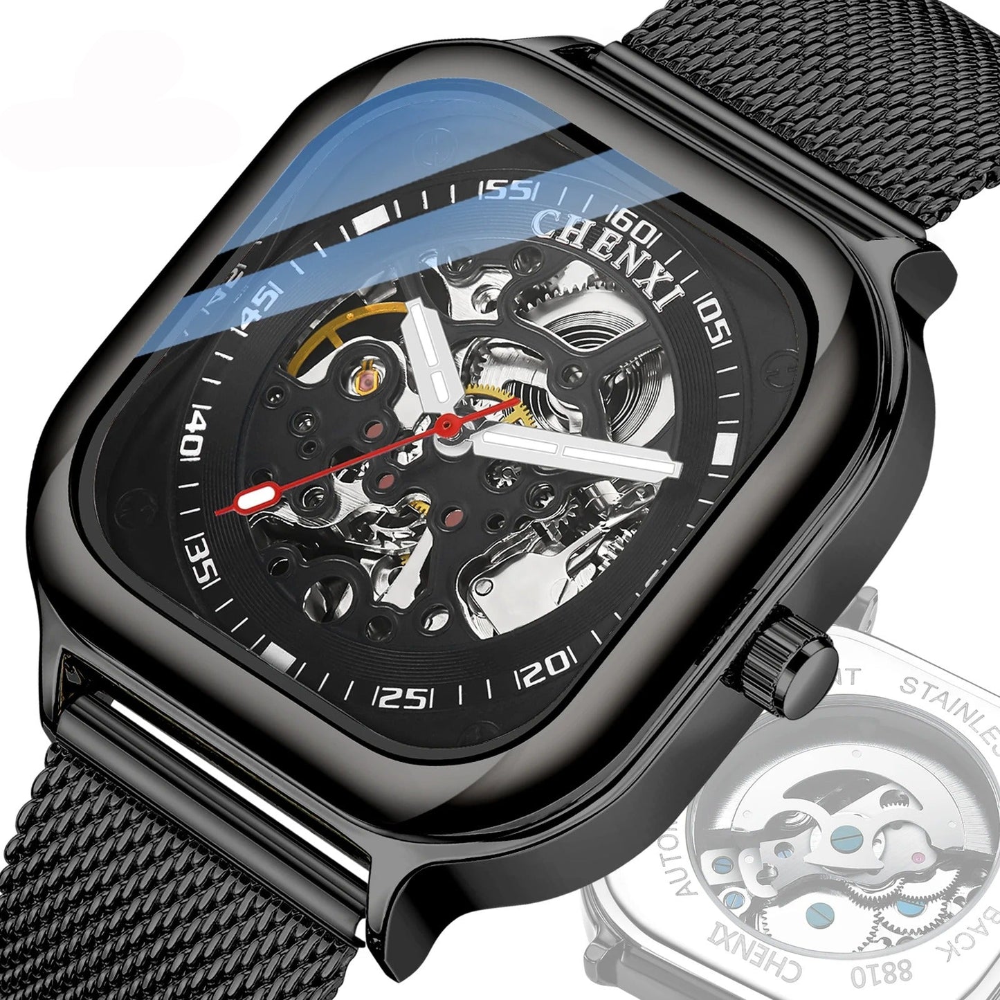 Quadratische Mesh Automatik Armbanduhr "Quadrante quadrato no.5283“ - PITANI