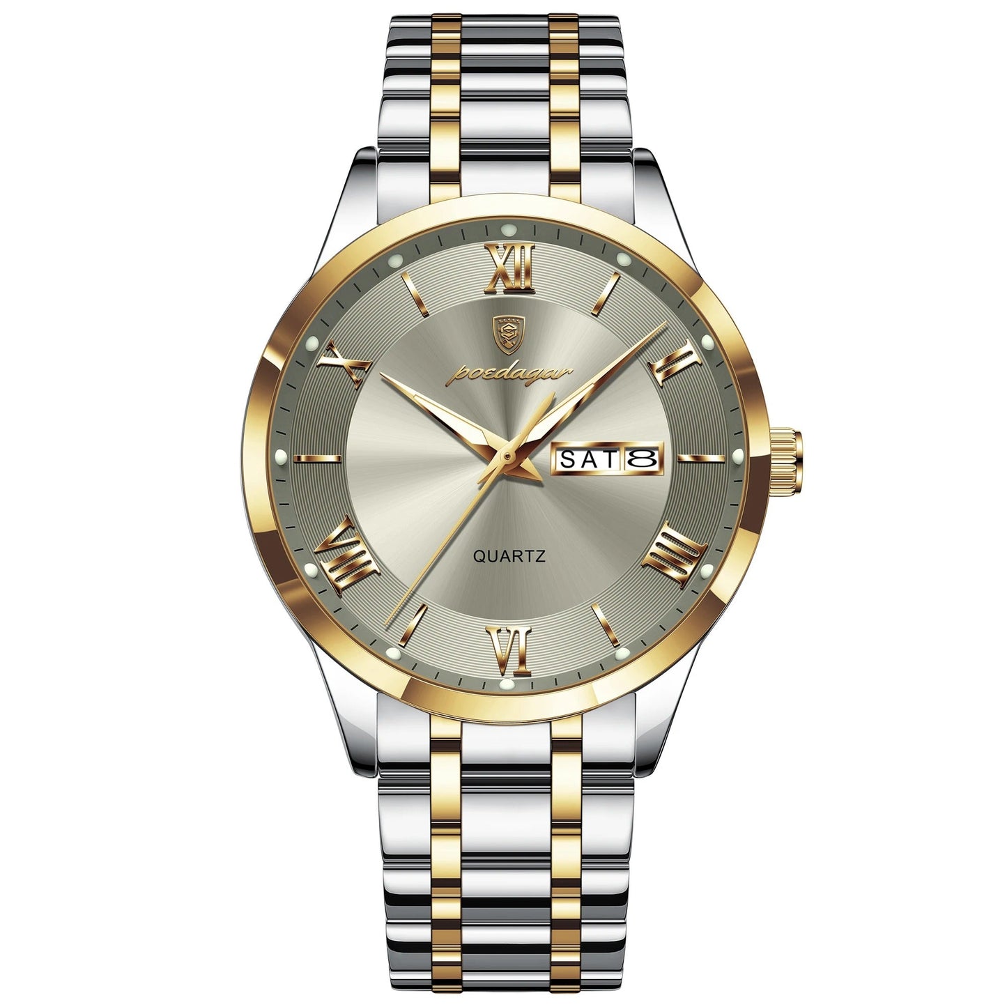 Elegante Edelstahl Armbanduhr mit römischen Zahlen "Impermeabile e luminoso no.5278“ - PITANI