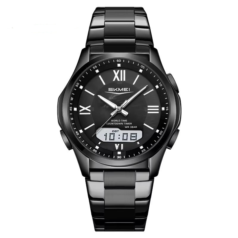 Runde elegante Edelstahl Armbanduhr "Analogico-Digitale no.5263“ - PITANI