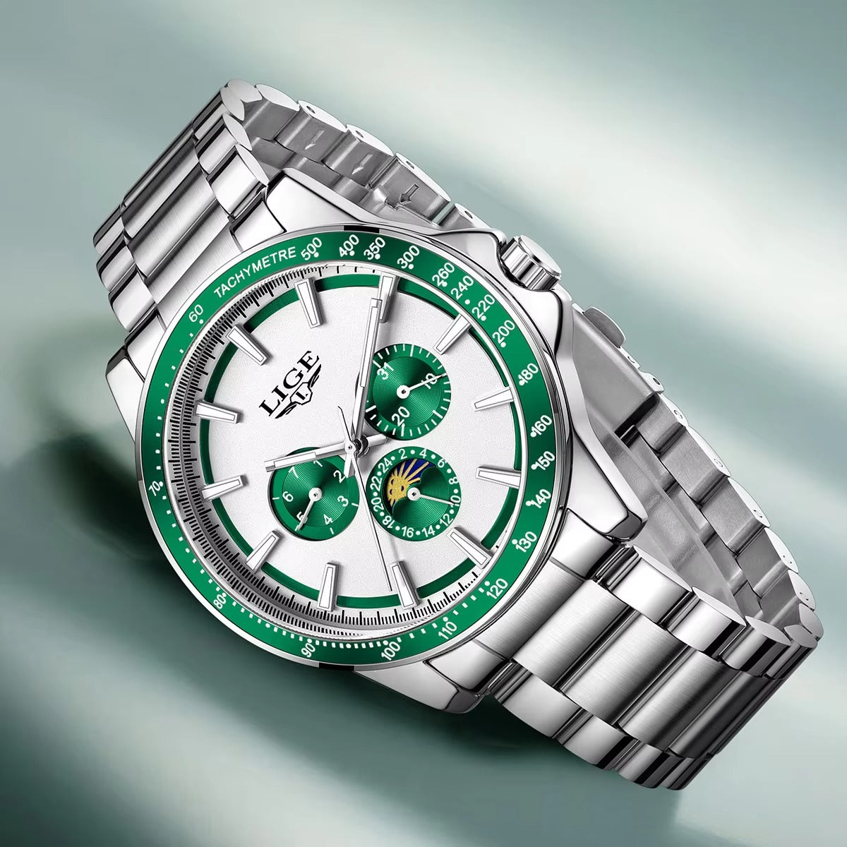 Zeitlos elegante Edelstahl Armbanduhr "Fase lunare no.5188" - PITANI