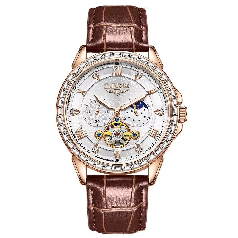 Elegante Automatik Leder Armbanduhr "Lunetta di cristallo no.5236“ - PITANI