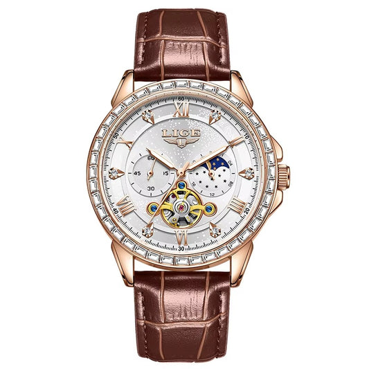 Elegante Automatik Leder Armbanduhr "Lunetta di cristallo no.5236“ - PITANI