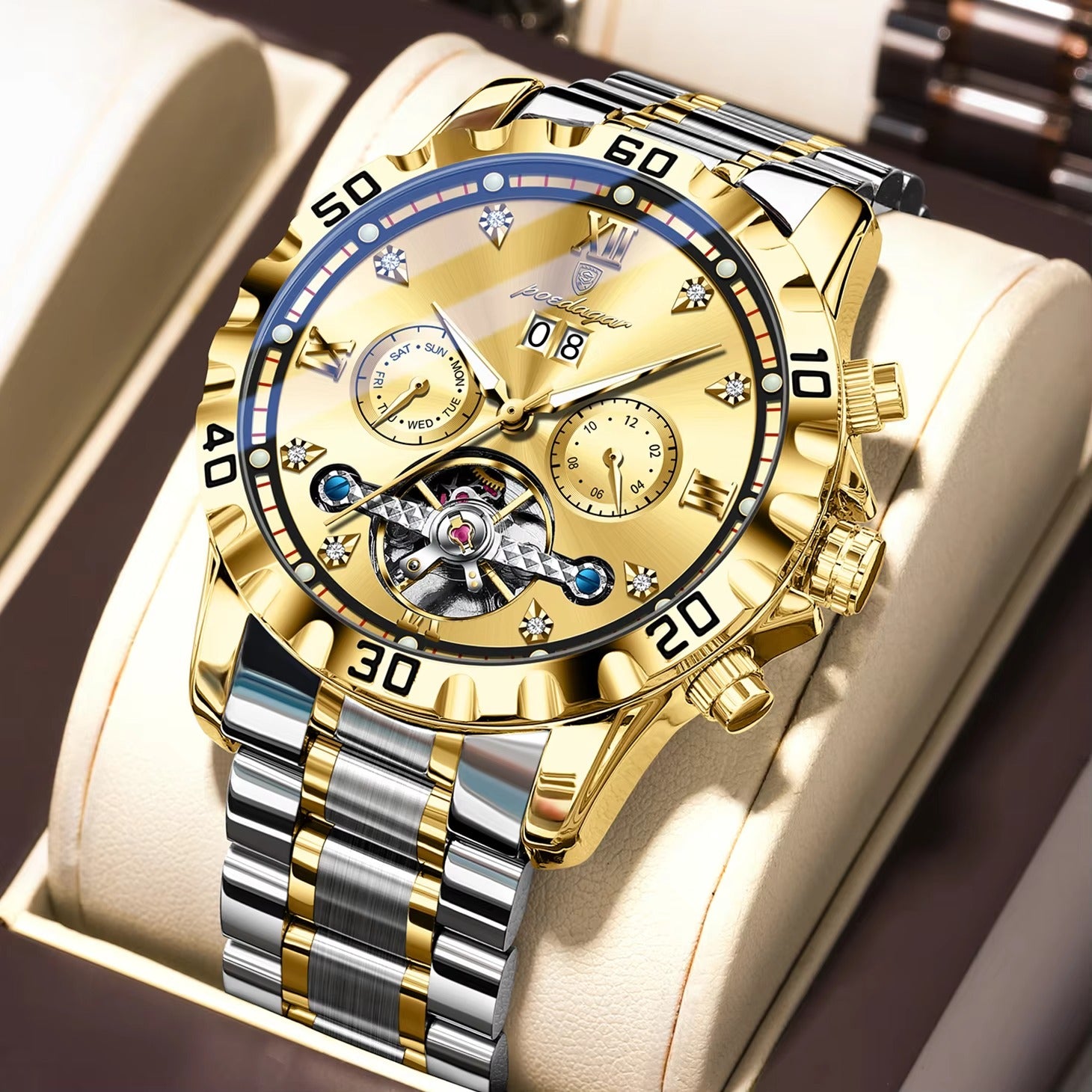 Außergewöhnliche Edelstahl Automatik Armbanduhr "Data automatica no.4158" - PITANI