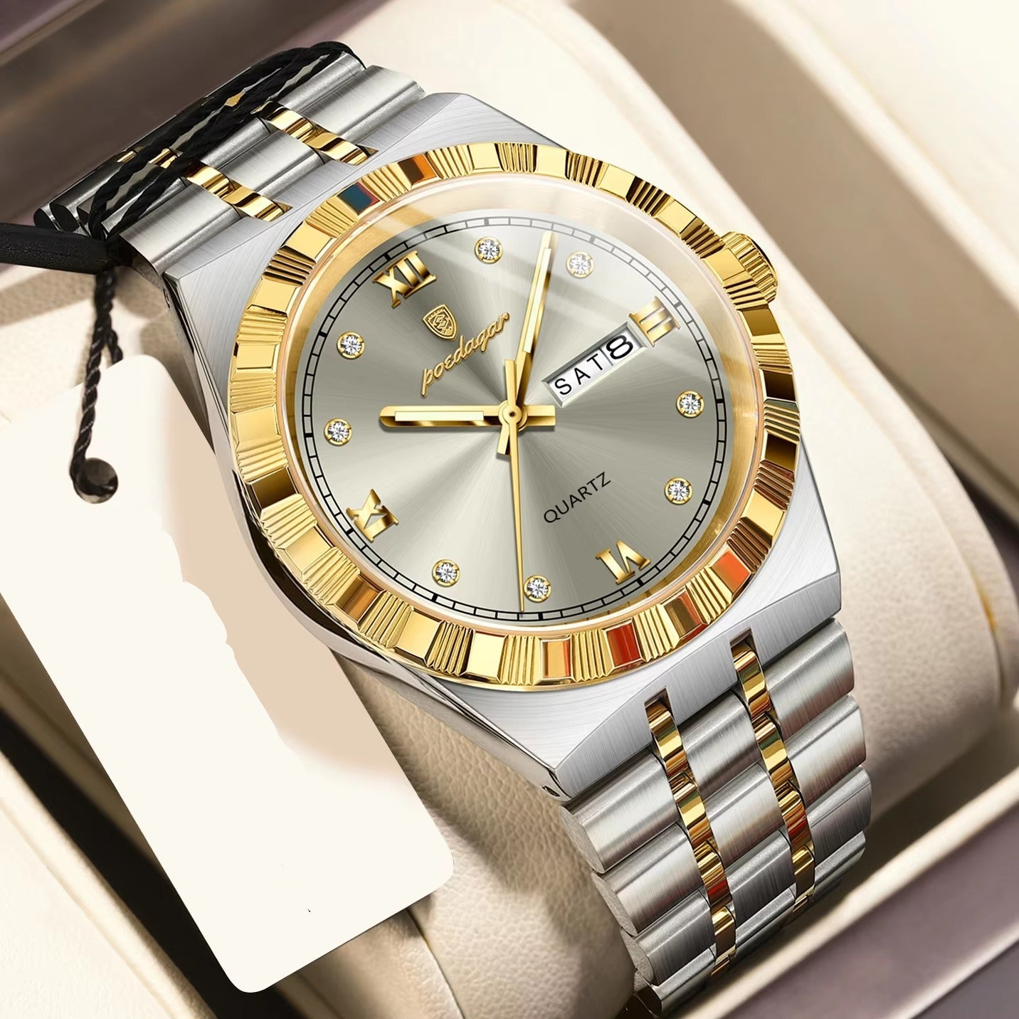 Edelstahl Armbanduhr mit eleganter Lünette "Luminoso impermeabile no.5199" - PITANI