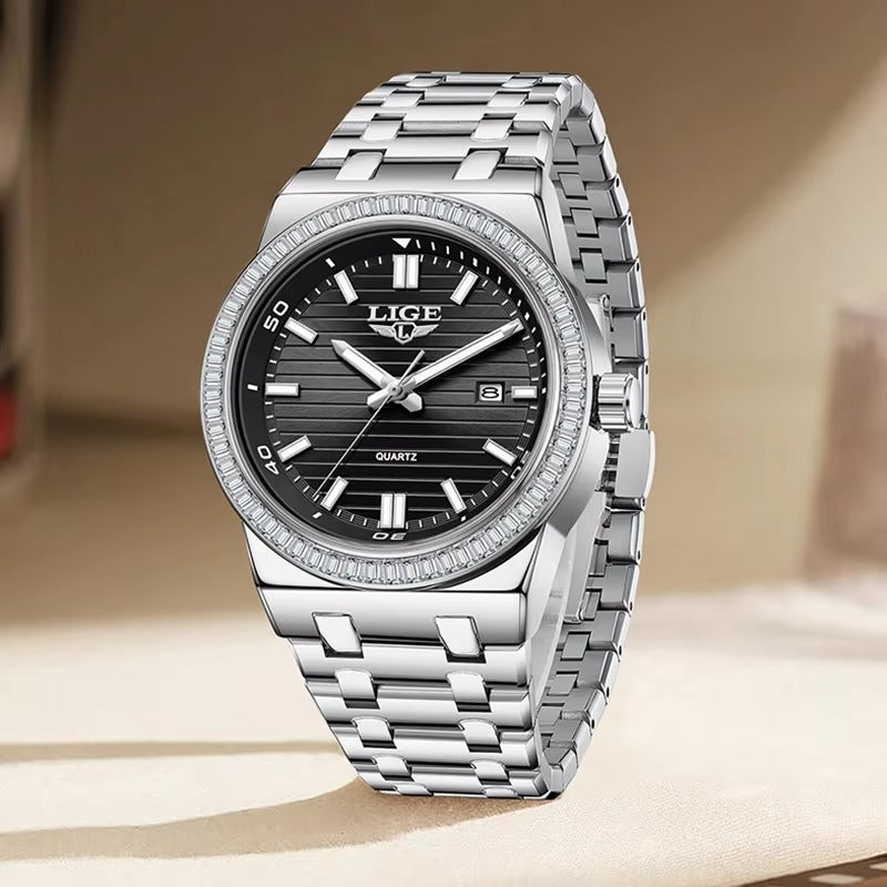 Elegante Edelstahl Armbanduhr mit Glitzer Lünette "Elegante no.3226“ - PITANI