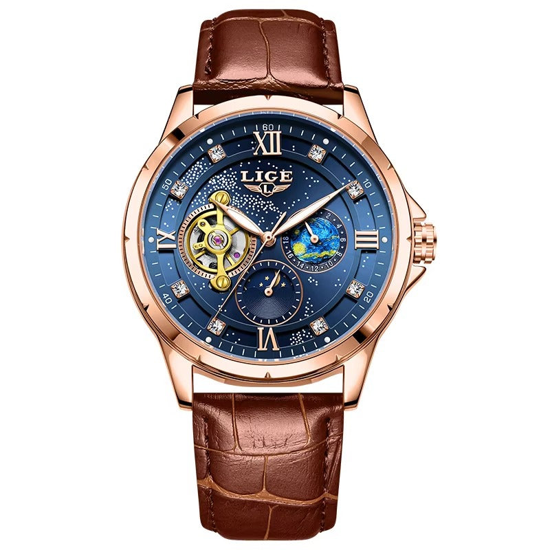 Elegante Automatik Leder Armbanduhr "Fase lunare no.5235“ - PITANI