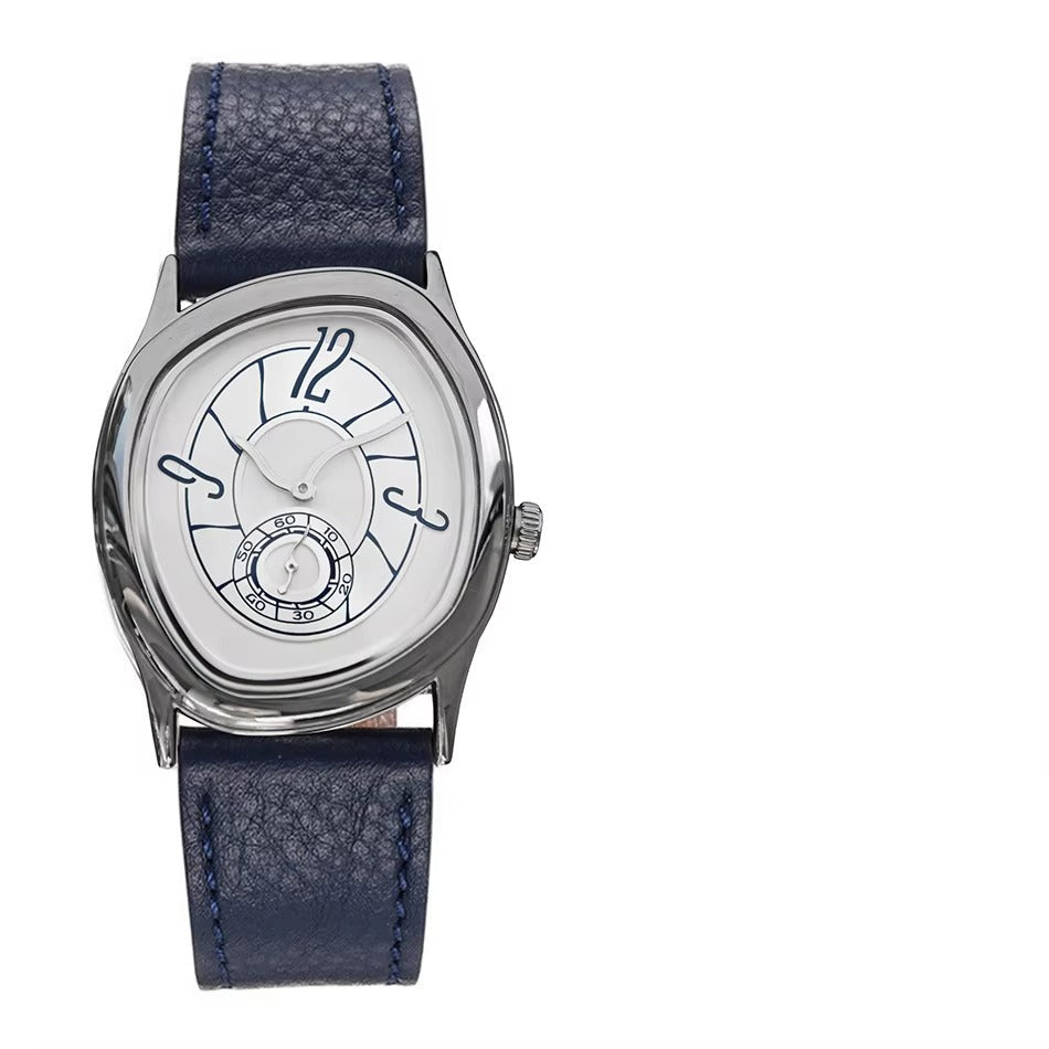 Außergewöhnliche Leder Armbanduhr mit schiefem Zifferblatt "Vera pelle no.5266“ - PITANI