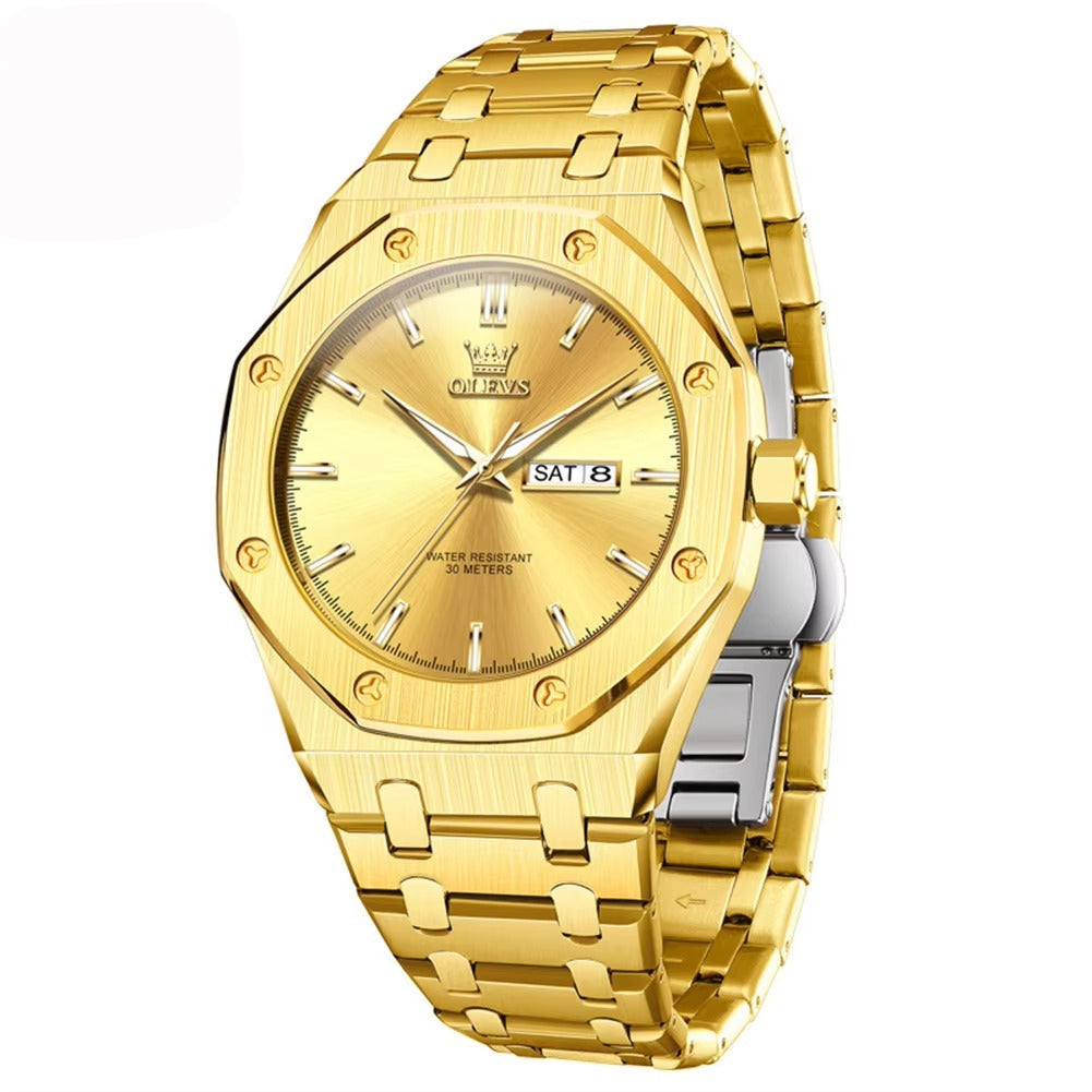 Achteckige Edelstahl Armbanduhr "Doppio calendario no.5245“ - PITANI