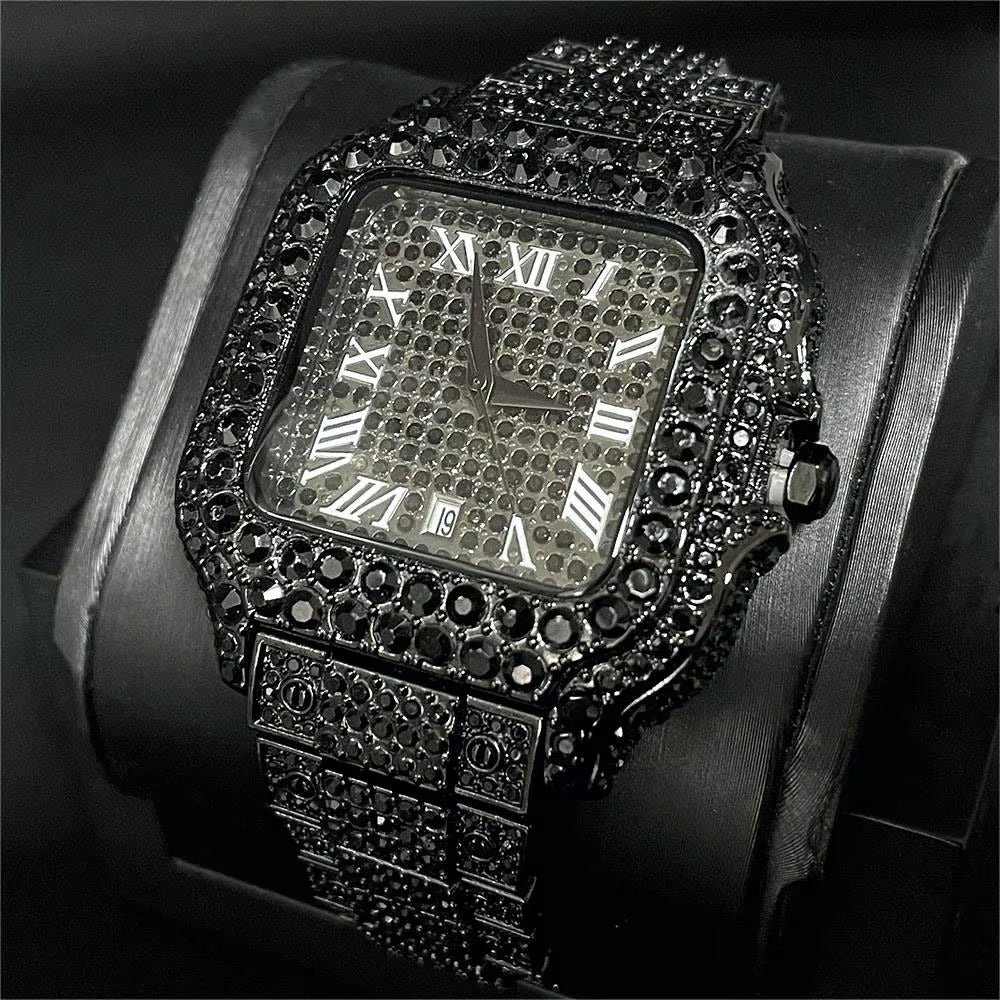 Glitzernde elegante Edelstahl Armbanduhr mit römischen Zahlen "Luogo ghiacciato no.5226“ - PITANI