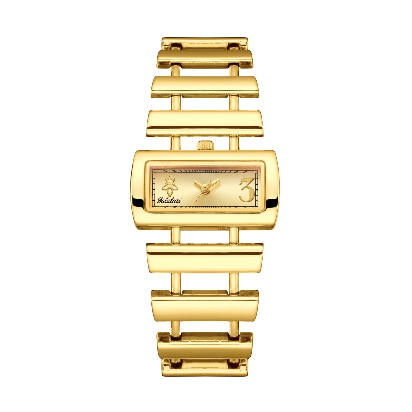 Rechteckige Edelstahl Armbanduhr mit gebogenem Gehäuse "Regolatore del braccialetto no.3204" - PITANI