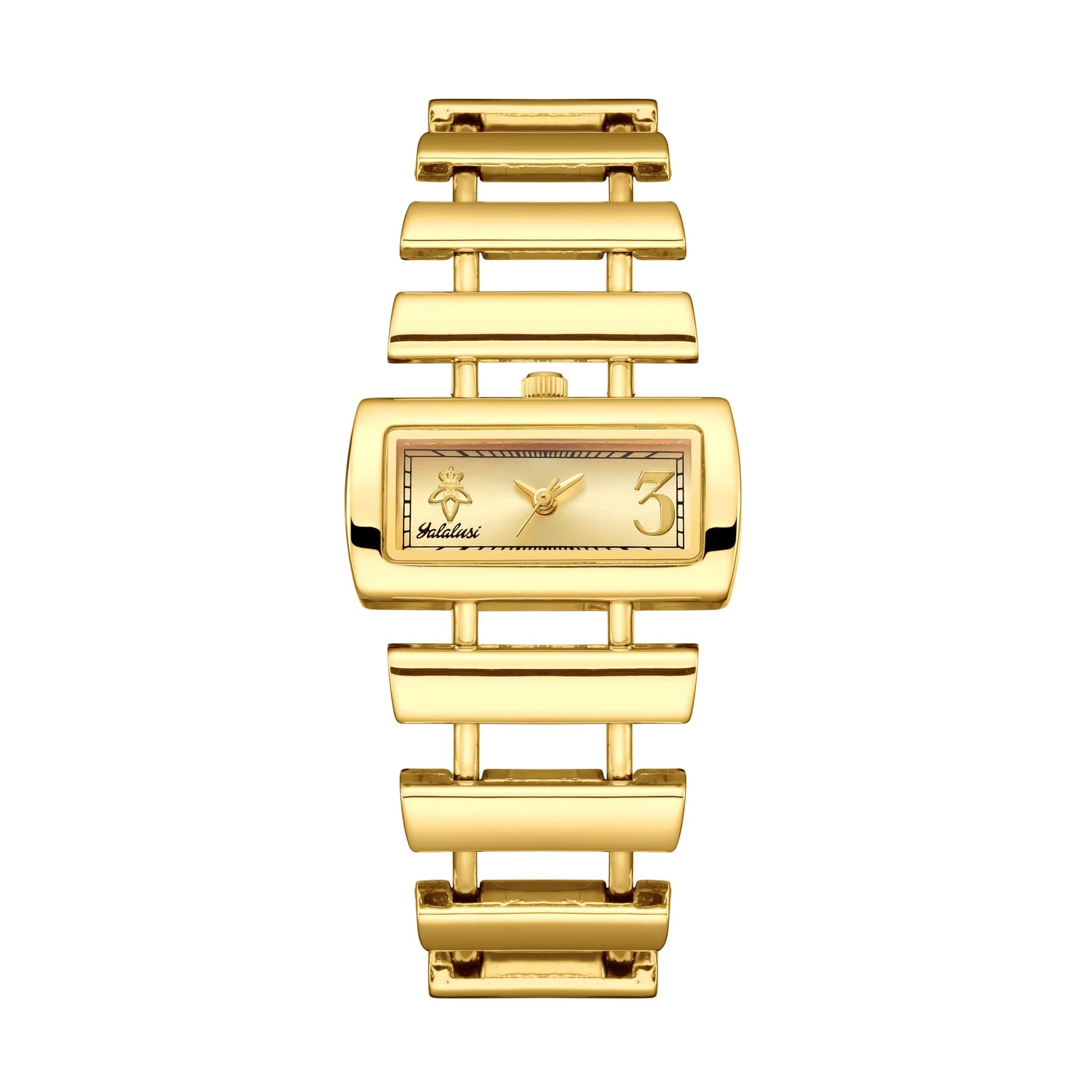 Rechteckige Edelstahl Armbanduhr mit gebogenem Gehäuse "Regolatore del braccialetto no.3204" - PITANI