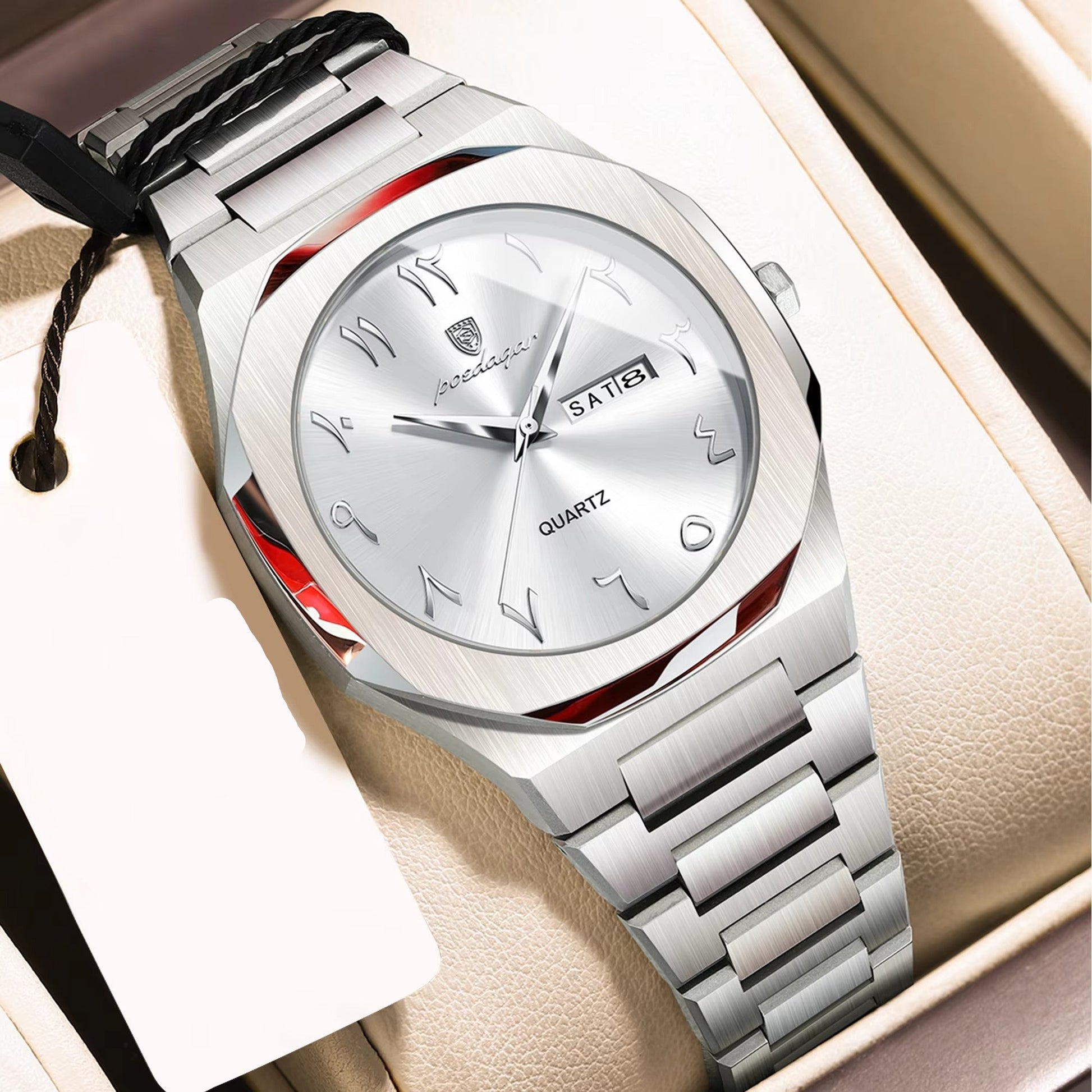 Elegante Edelstahl Armbanduhr mit arabischen Zahlen "Elegante con arabi numero no.3237“ - PITANI
