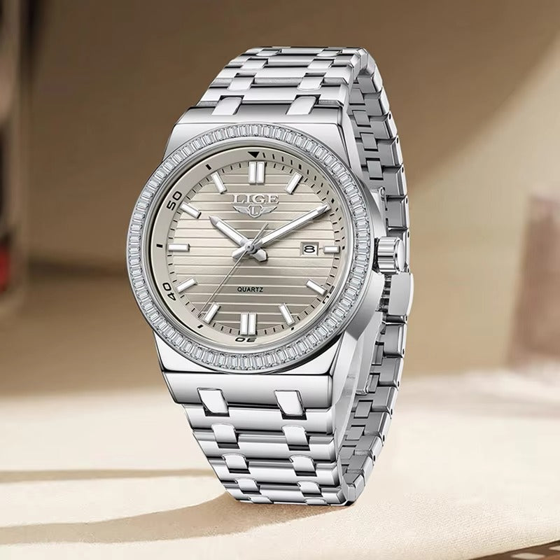 Elegante Edelstahl Armbanduhr mit Glitzer Lünette "Elegante no.3226“ - PITANI