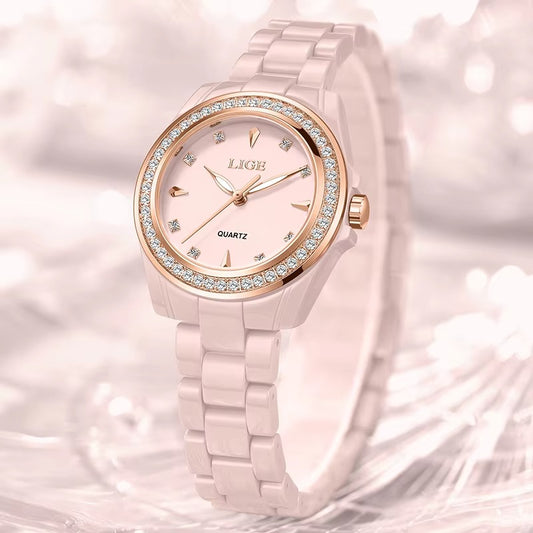 Elegant schmale Edelstahl Armbanduhr mit Glitzer Lünette "Orologio belle casual no.3227“ - PITANI