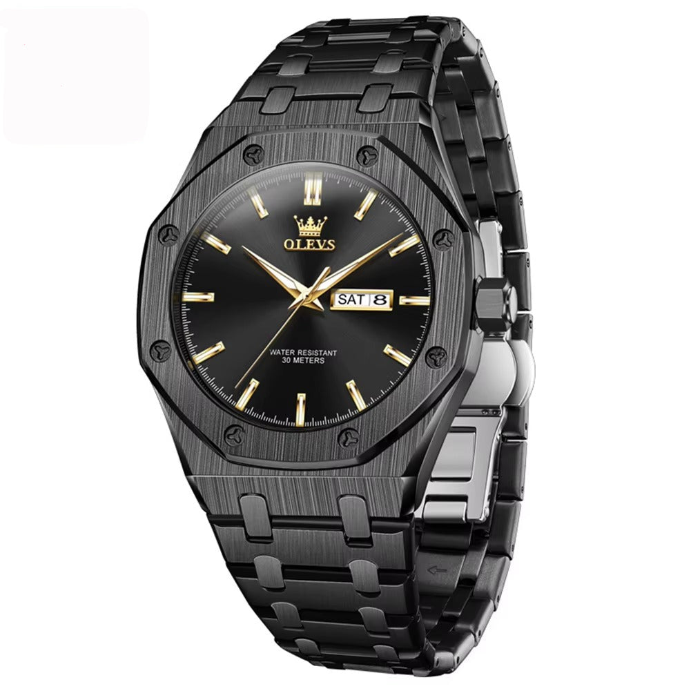 Achteckige Edelstahl Armbanduhr "Doppio calendario no.5245“ - PITANI