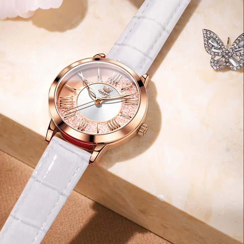 Leder Armbanduhr mit Glitzer Ziffernblatt "Moda elegante no.5132" - PITANI