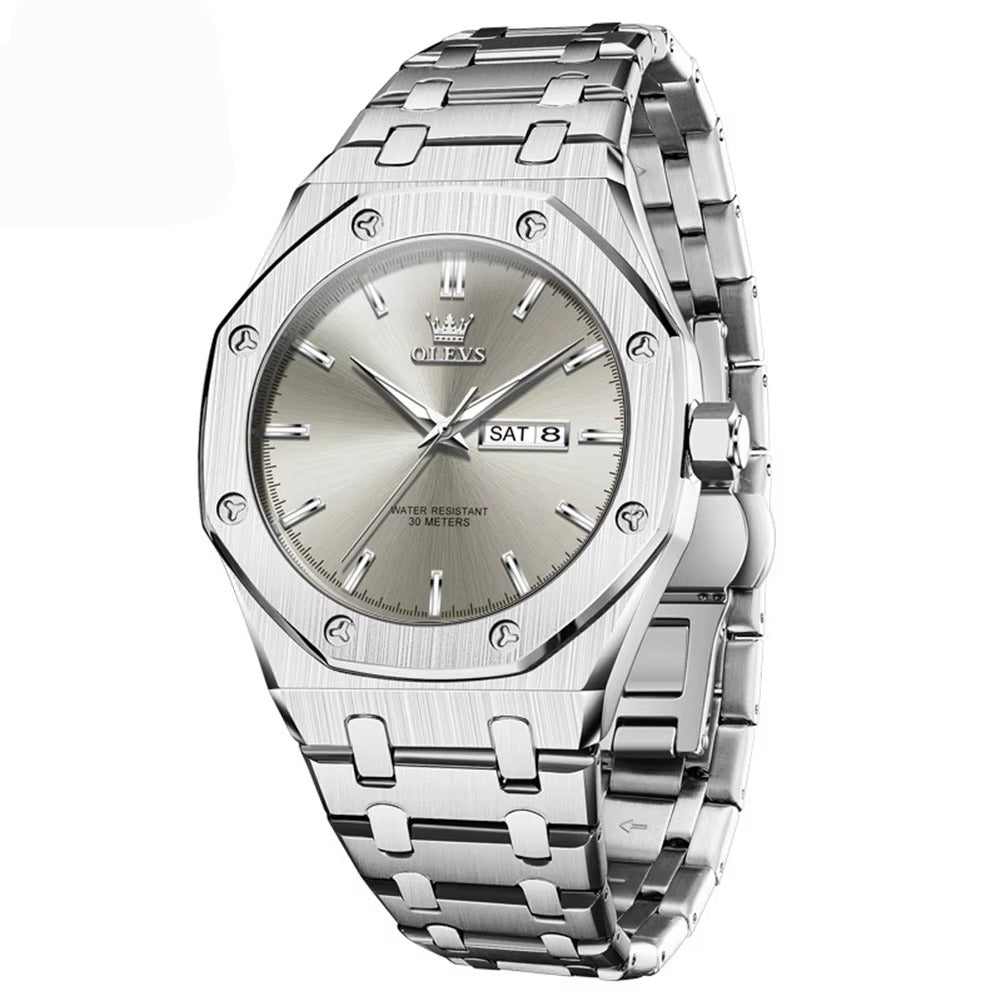 Achteckige Edelstahl Armbanduhr "Doppio calendario no.5245“ - PITANI