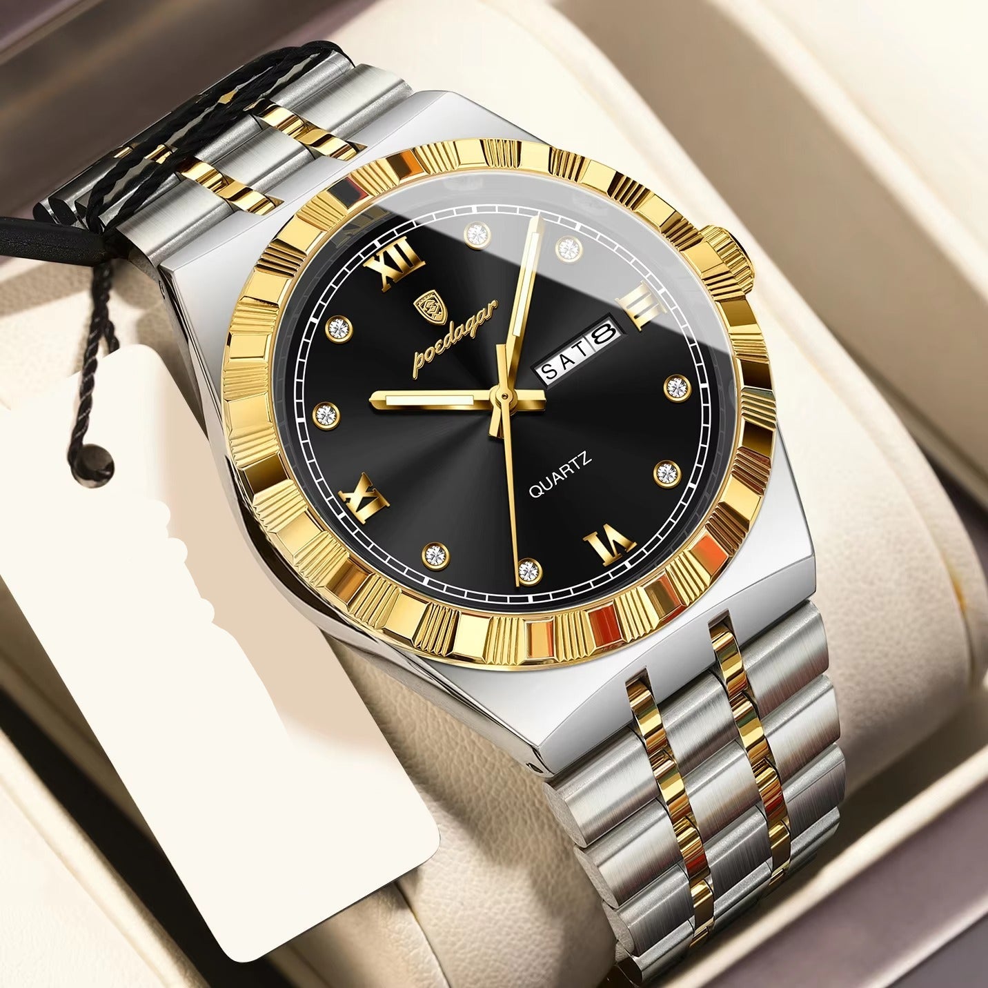 Edelstahl Armbanduhr mit eleganter Lünette "Luminoso impermeabile no.5199" - PITANI