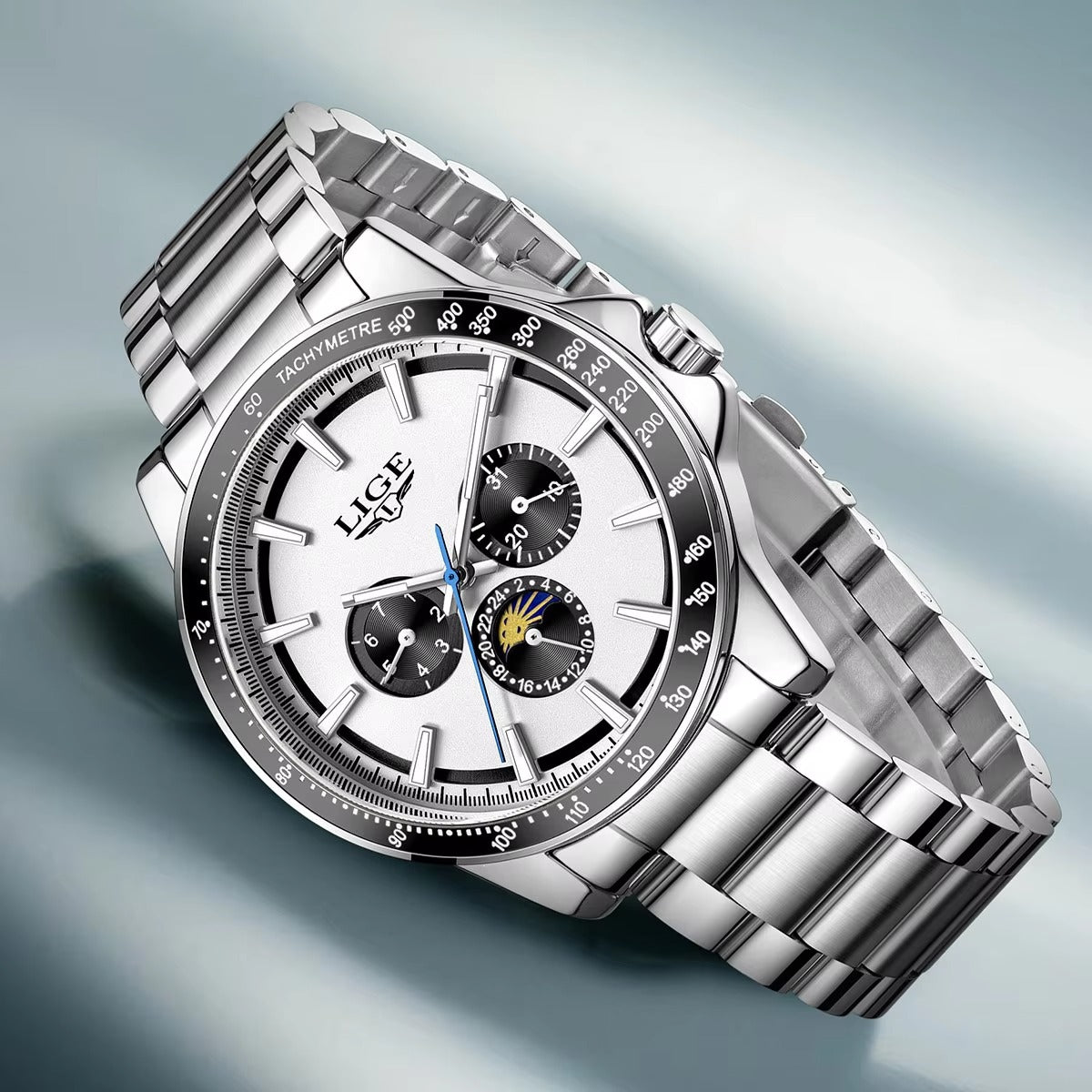 Zeitlos elegante Edelstahl Armbanduhr "Fase lunare no.5188" - PITANI