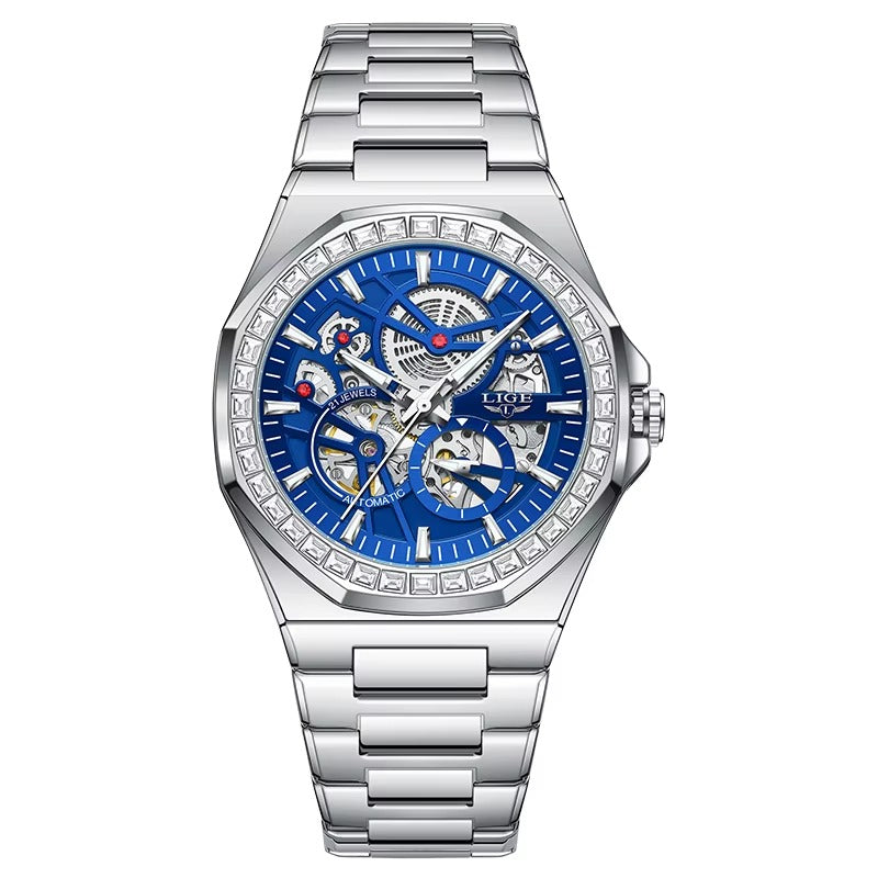 Edelstahl Automatik Armbanduhr mit glitzer Lünette "Orologio meccanico no.5189" - PITANI