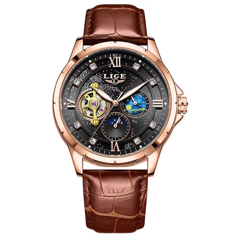 Elegante Automatik Leder Armbanduhr "Fase lunare no.5235“ - PITANI