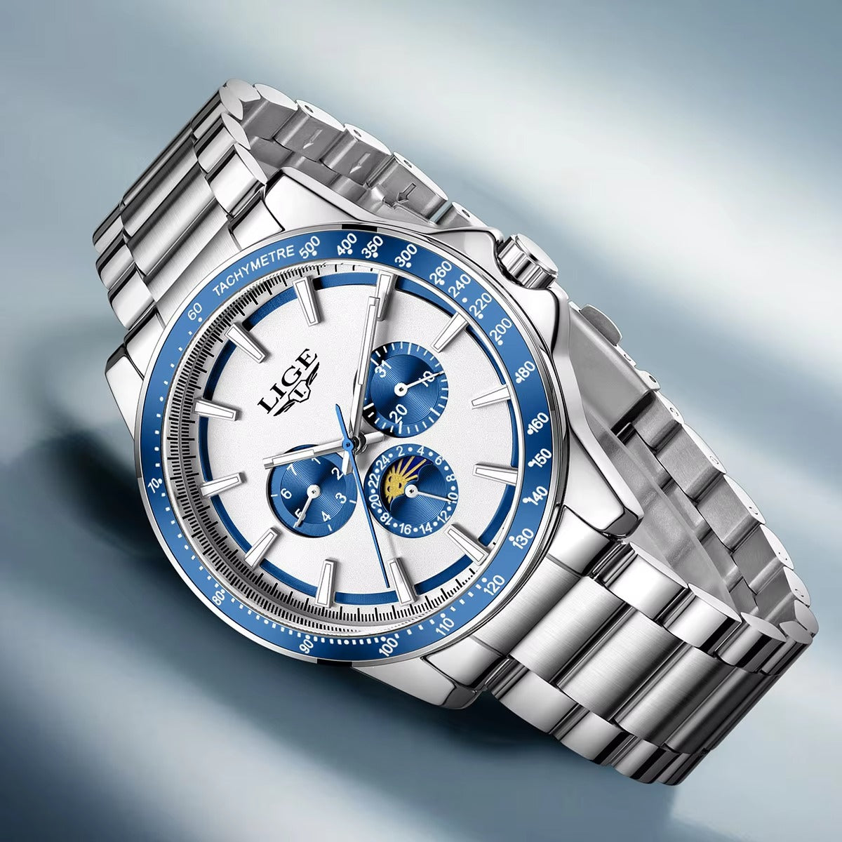 Zeitlos elegante Edelstahl Armbanduhr "Fase lunare no.5188" - PITANI