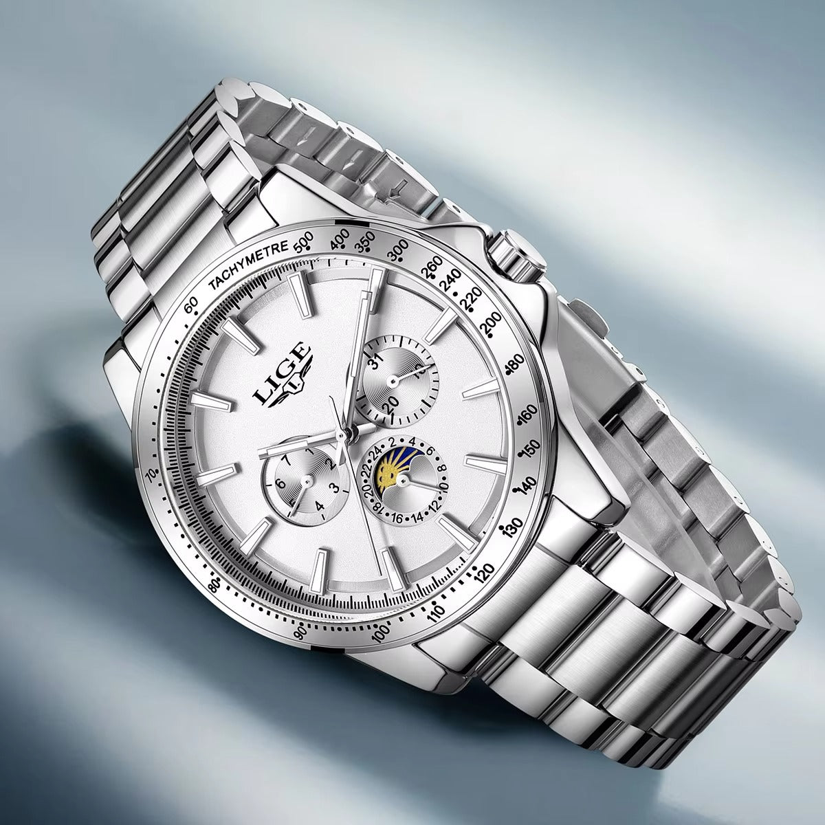 Zeitlos elegante Edelstahl Armbanduhr "Fase lunare no.5188" - PITANI