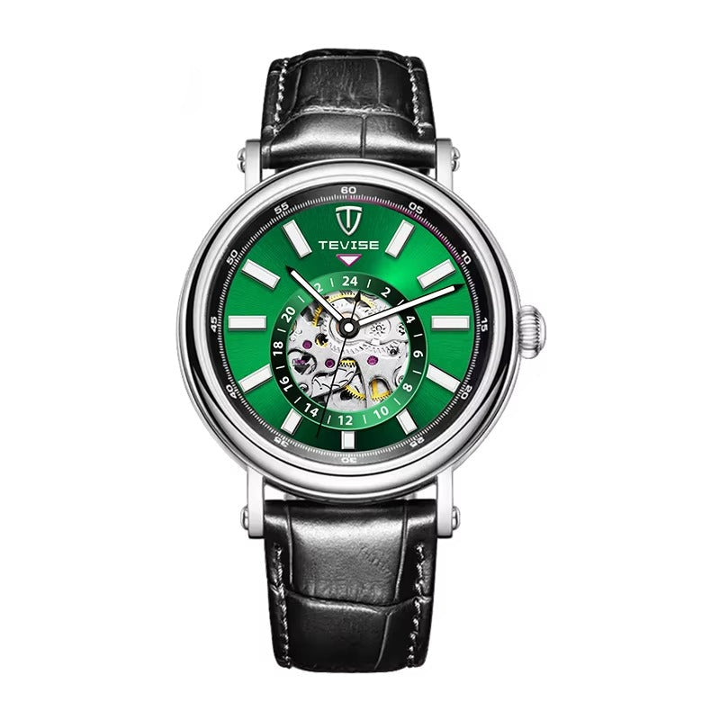 Leder Automatik Armbanduhr mit durchsichtigem Automatikuhrwerk "Cinturino in pelle 24 ore no.4168" - PITANI