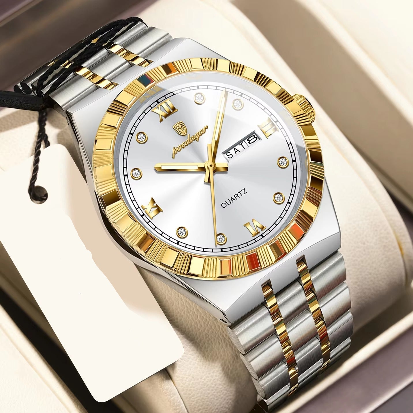 Edelstahl Armbanduhr mit eleganter Lünette "Luminoso impermeabile no.5199" - PITANI