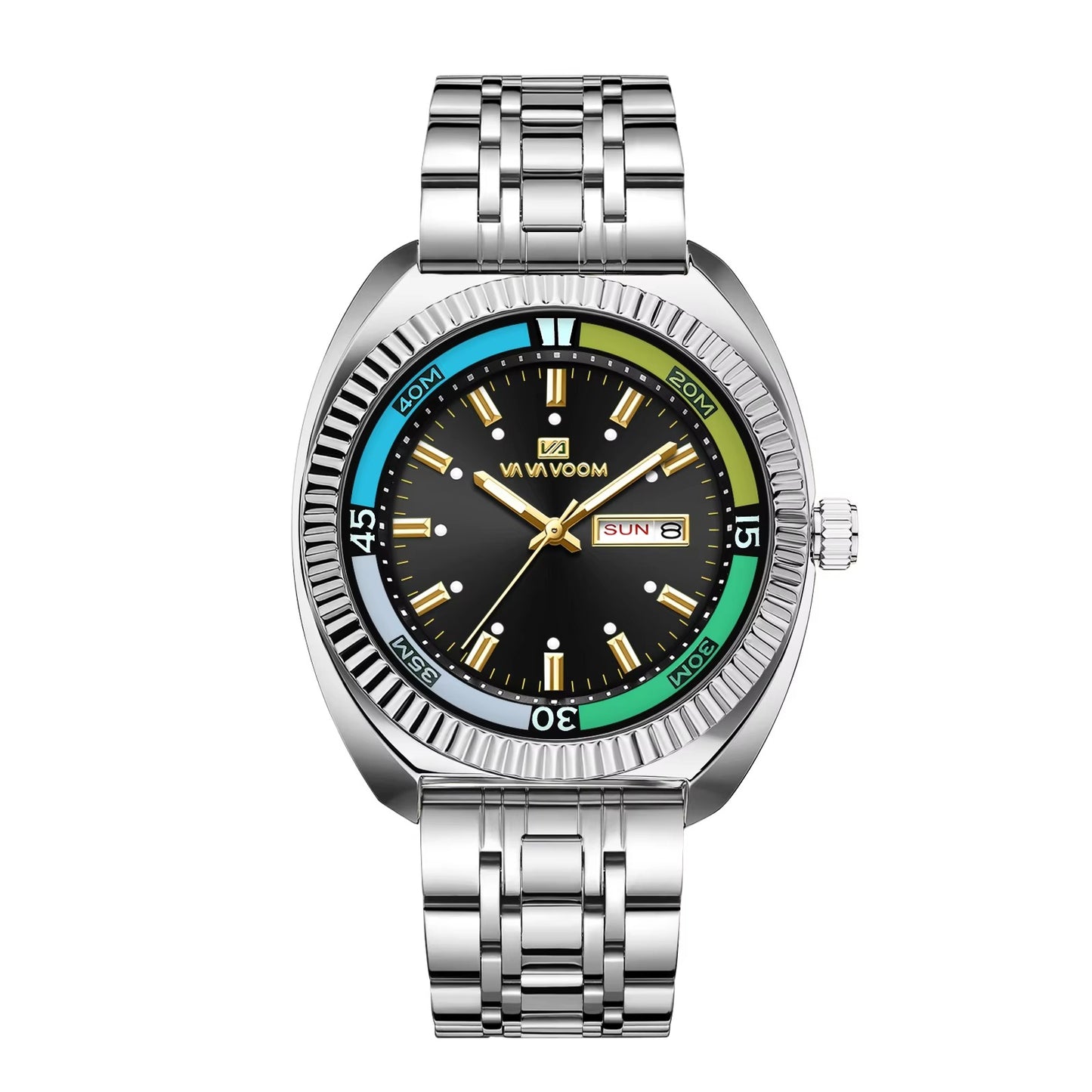 Farbenfrohe runde Edelstahl Armbanduhr "Resistente all'acqua no.5255“ - PITANI