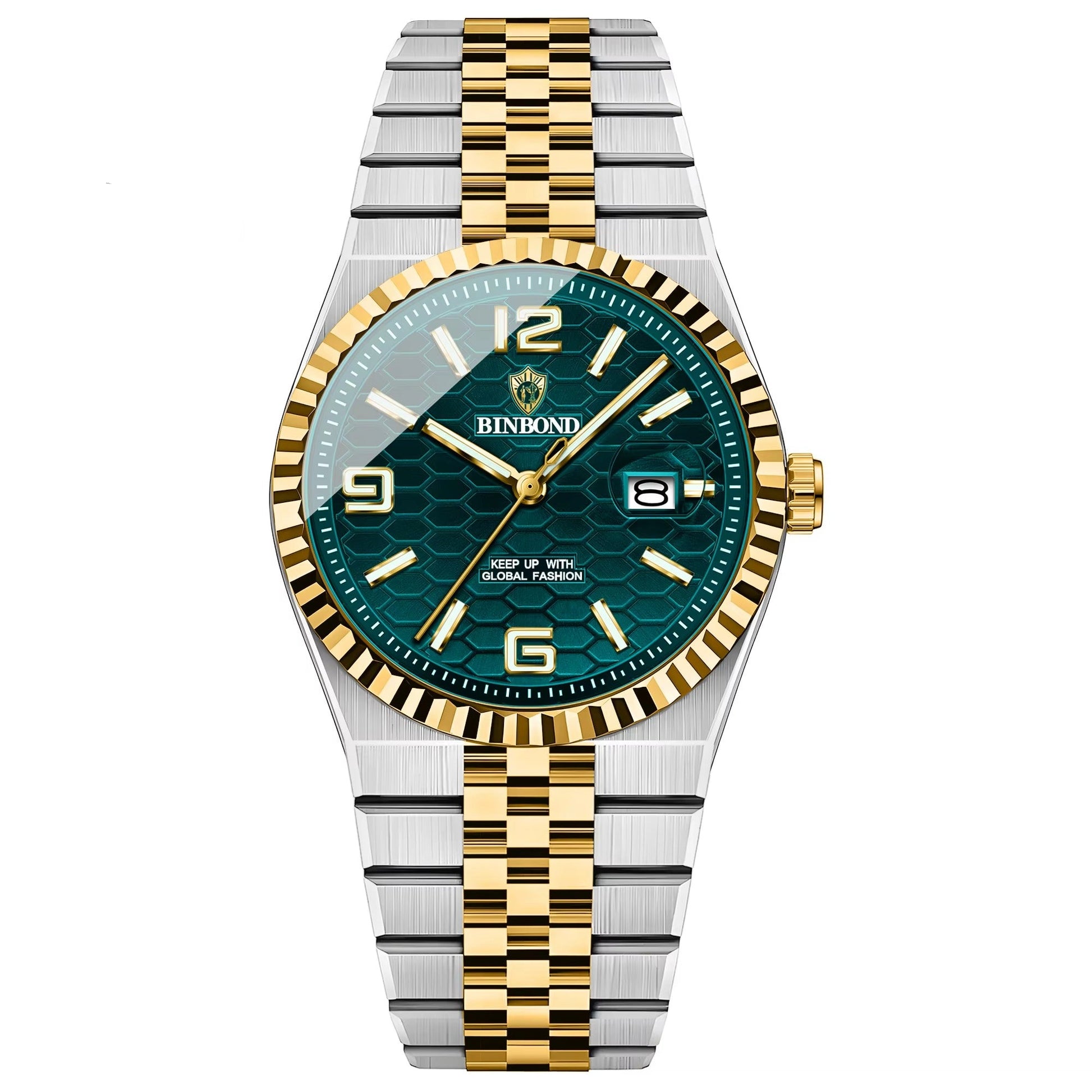 Elegant gestreifte Edelstahl Armbanduhr "Calendario al quarzo impermeabile no.4171" - PITANI