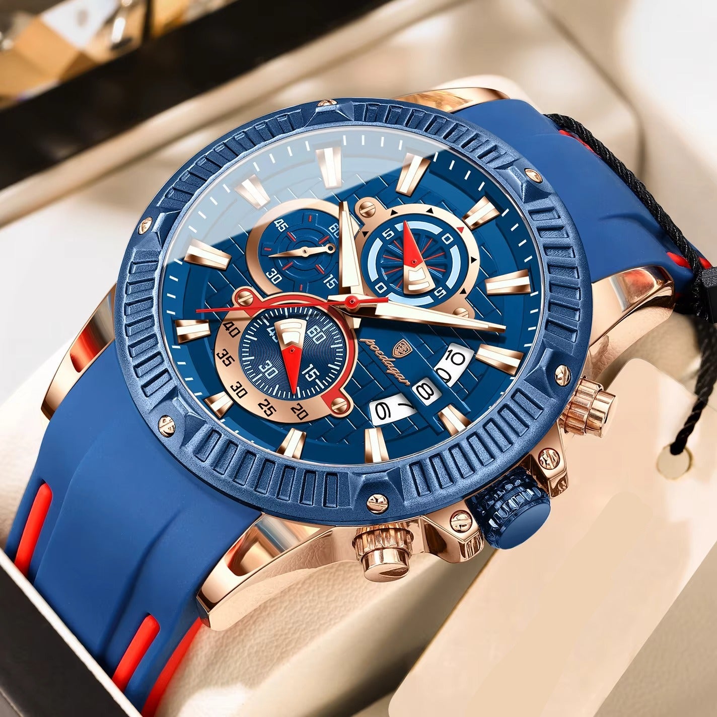 Farbenfrohe Silikon Armbanduhr mit Streifen im Armband "Sport di tendenza no.5247“ - PITANI