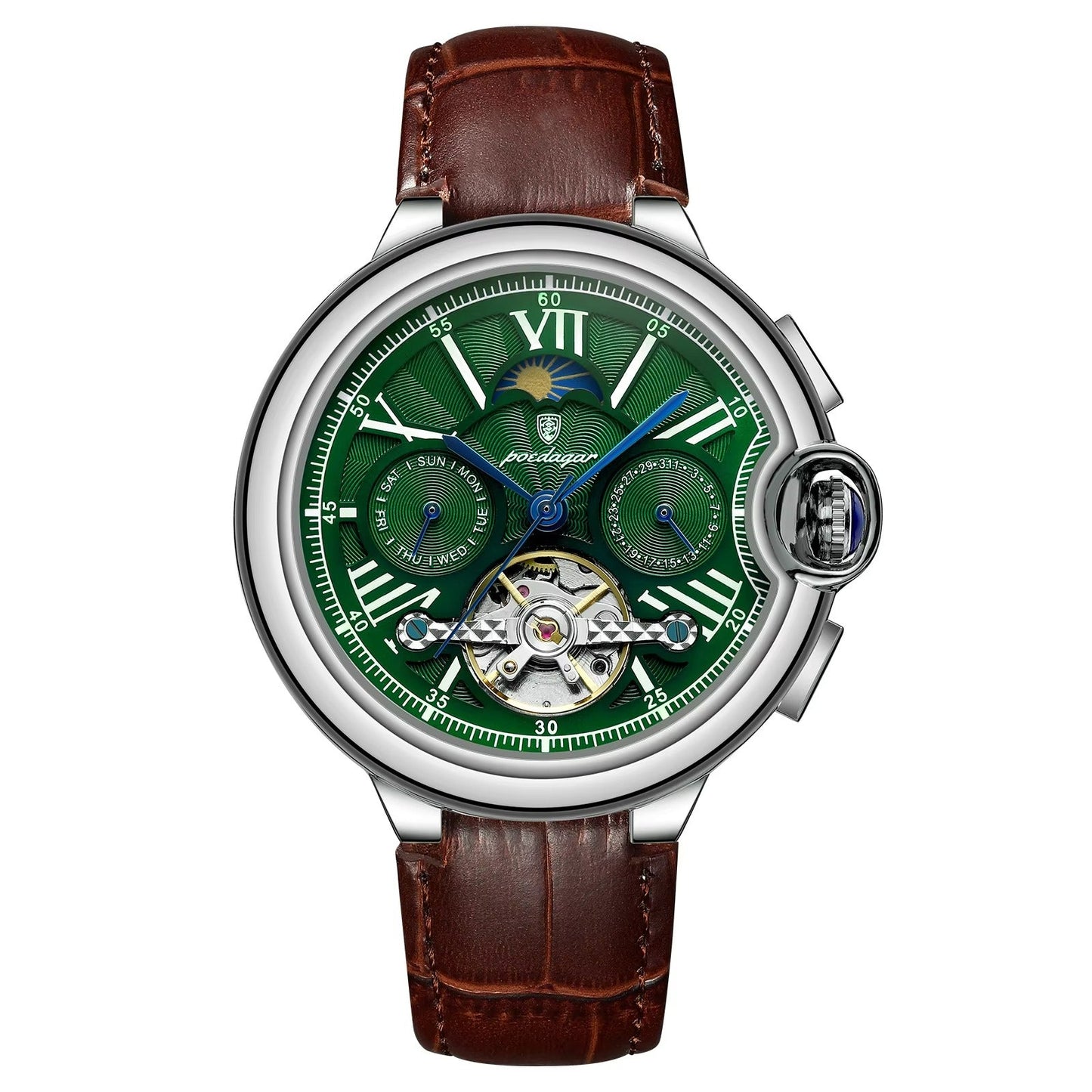 Automatik Edelstahl/Leder Armbanduhr "Meccanico Militare no.5214" - PITANI